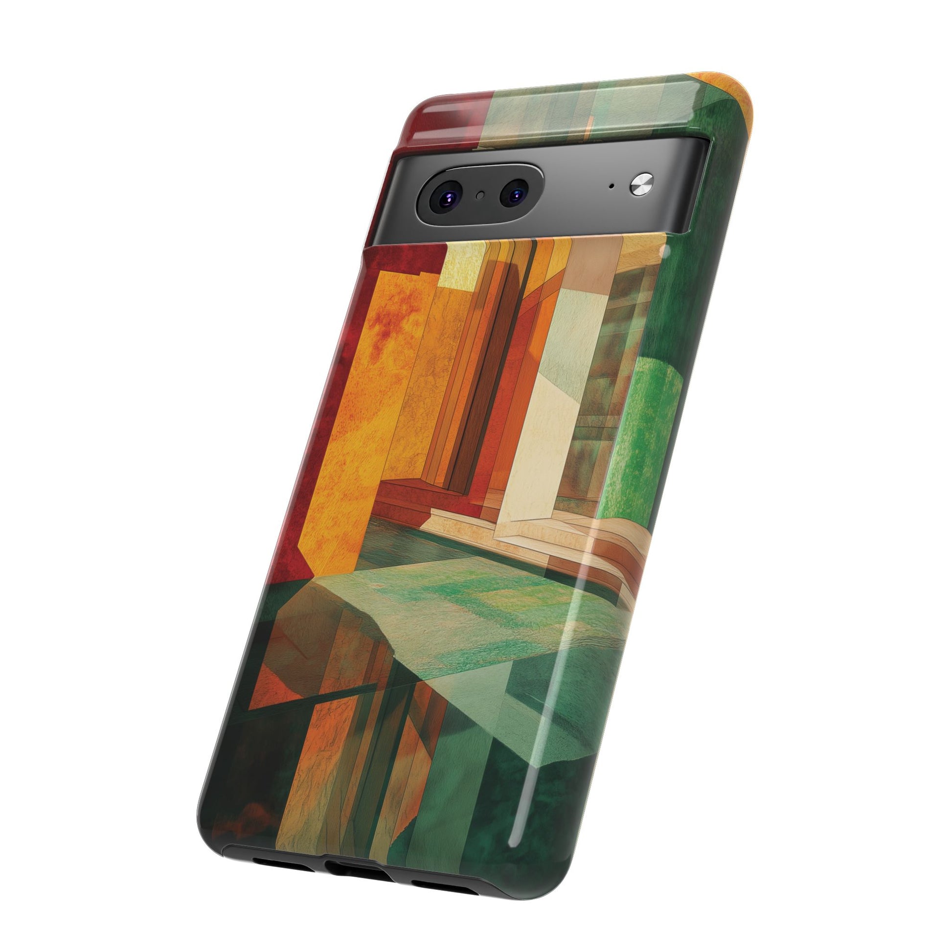 Art Deco Frank Lloyd Wright Inspired Usonian Phone Case Geometric Stained Glass Art Deco Marble Gold 13 14 15 16 iPhone Pro Max Galaxy Pixel