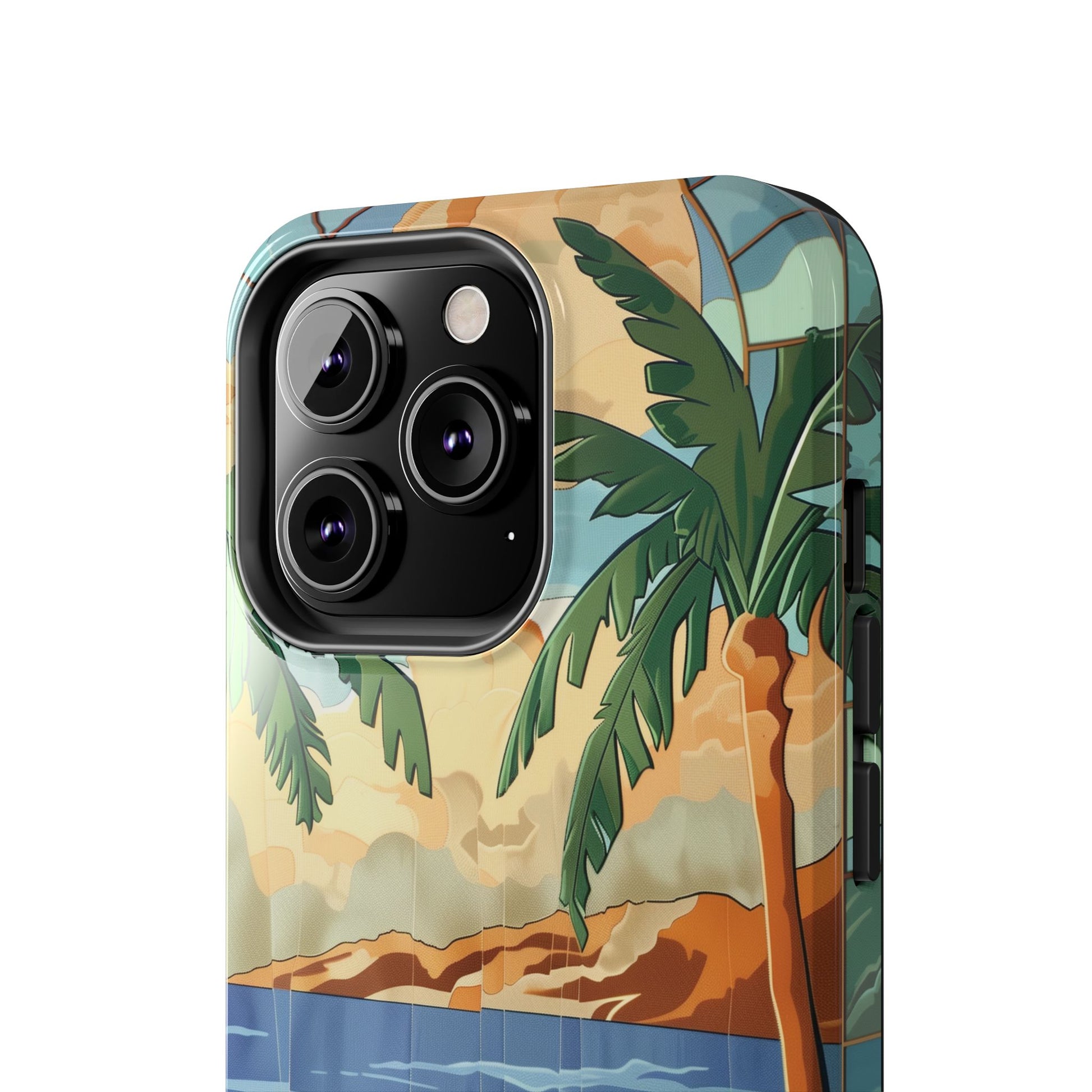 Retro Beach Scene Phone Case, Vintage Tropical Ocean iPhone Case, Summer Beach Phone Cover for iPhone, iphone 15 pro max