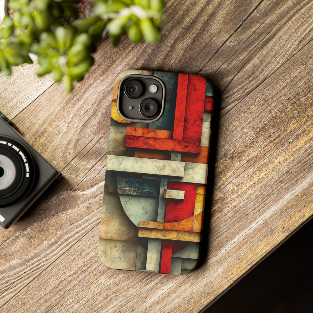 Red Prairie Style Frank Lloyd Wright Usonian Phone Case Geometric Stained Glass Art Deco Marble Gold 13 14 15 16 iPhone Pro Max Galaxy Pixel