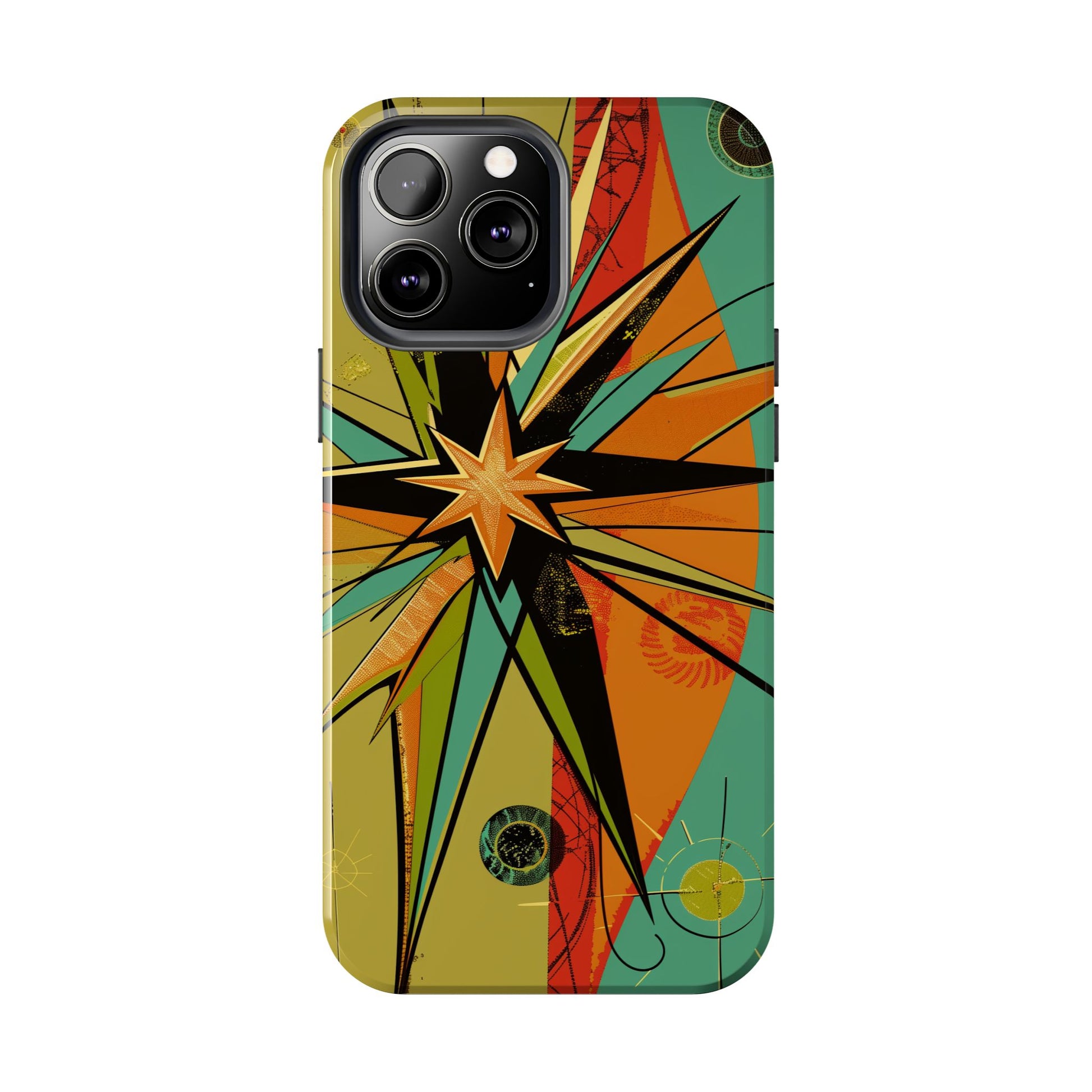 Mid Century Modern Star Design Phone Case, Earth Tone Colors, Retro Style Smartphone Cover, Vintage Phone Case, iPhone 14 Case, Apple iPhone
