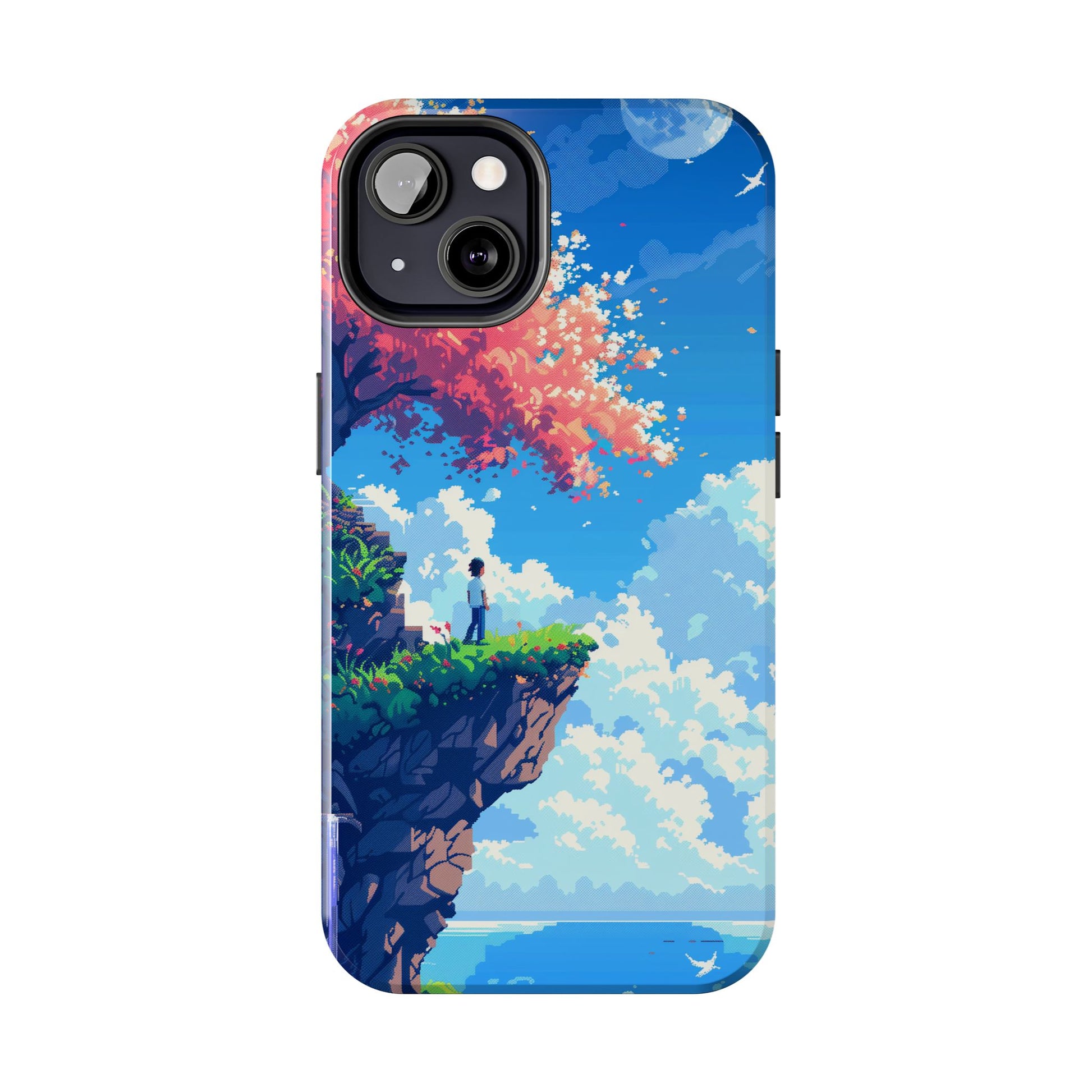 Pixel Art Video Game Landscapes Phone Case, Retro Gaming Pixelated Design, Geeky Gamer Phone Cover, Unique Video Game Art Accessories