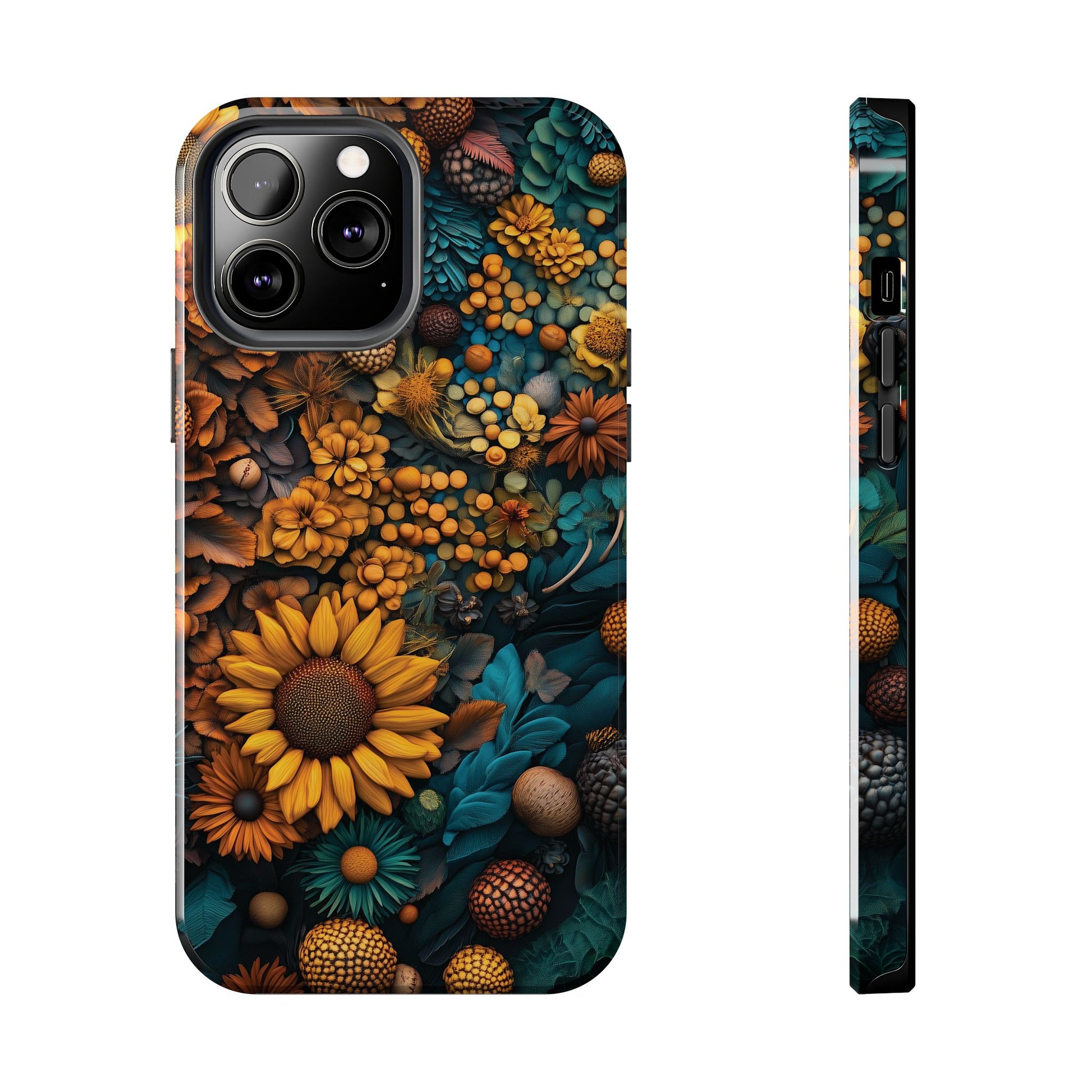Cottagecore Vibrant Fall Colors Phone Case Autumn Dried Flowers Fall Sunflowers iPhone 15 Pro Max Samsung Galaxy