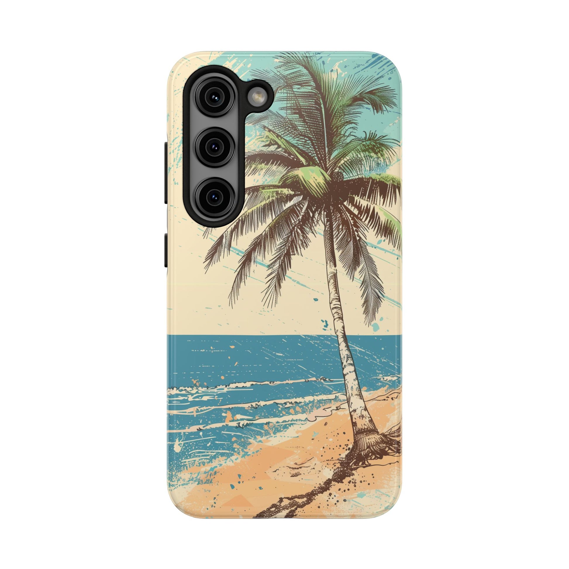 Retro Beach Scene Phone Case, Vintage Tropical Ocean iPhone Case, Summer Beach Phone Cover for iPhone, iphone 15 pro max