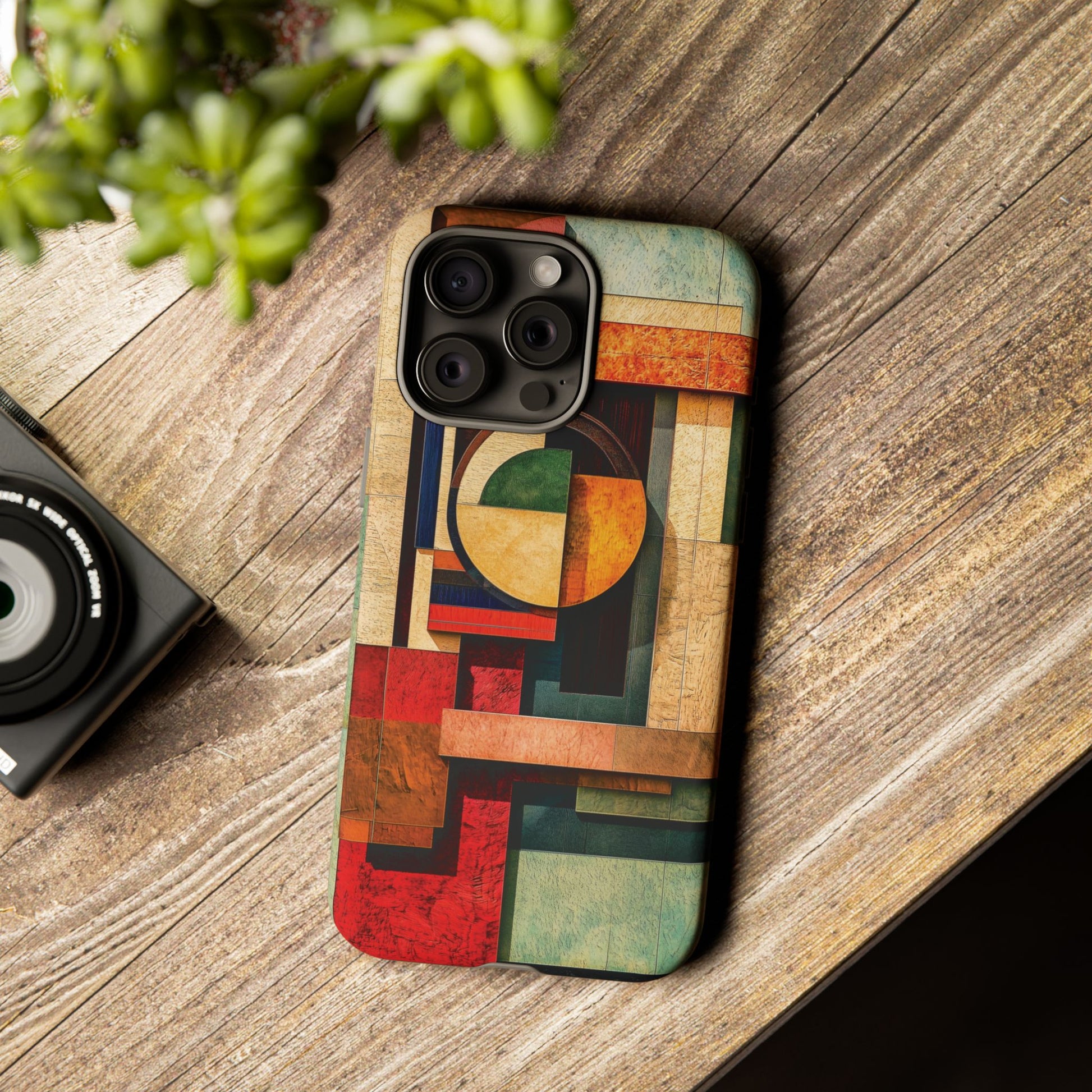 Tan Prairie Style Frank Lloyd Wright Usonian Phone Case Geometric Stained Glass Art Deco Marble Gold 13 14 15 16 iPhone Pro Max Galaxy Pixel