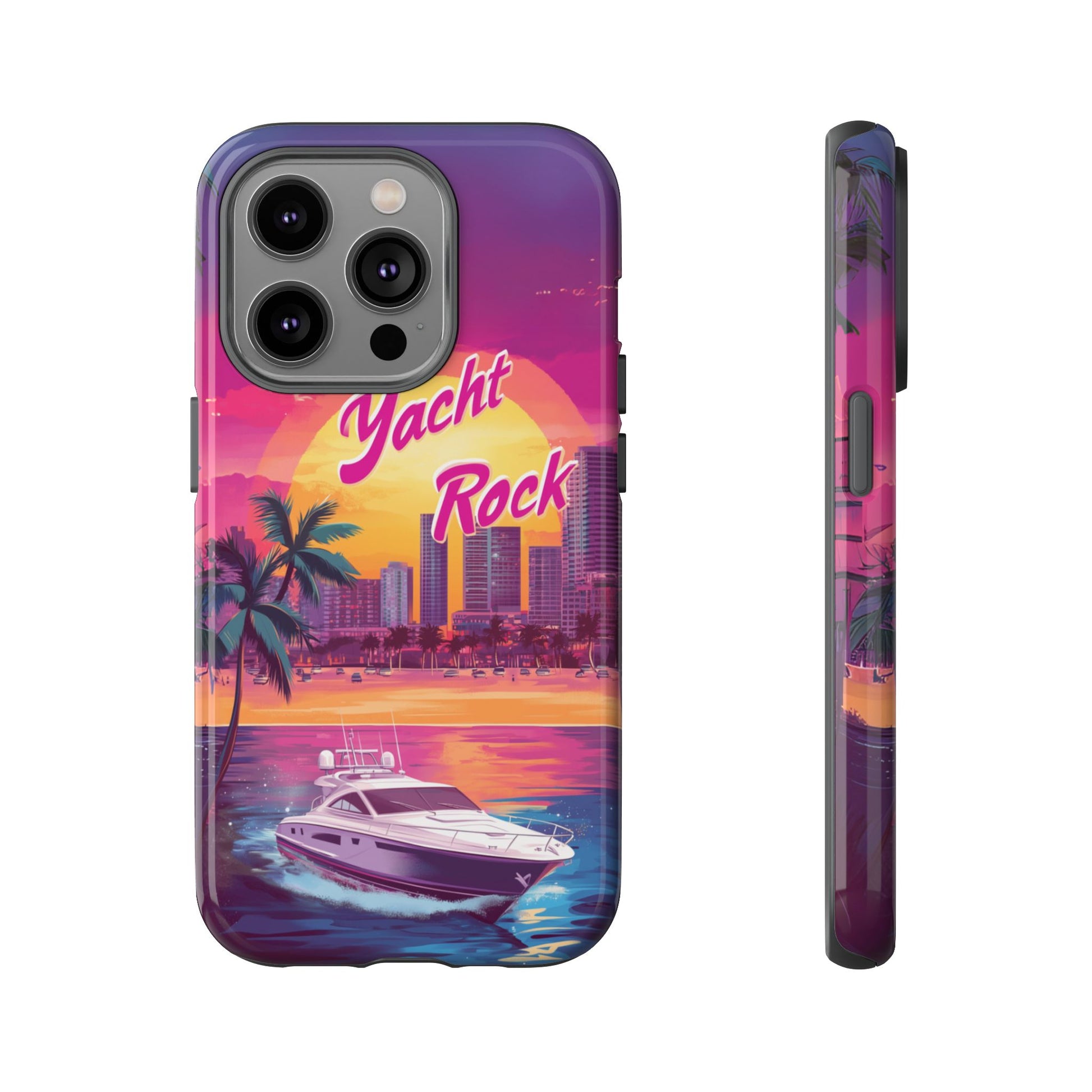 Custom Yacht Rock Phone Case iPhone 13 14 15 16 Pro Max Sunset Cruise Harbor Miami Vice Yacht Rock Gift Boating Captain South Beach Surfing