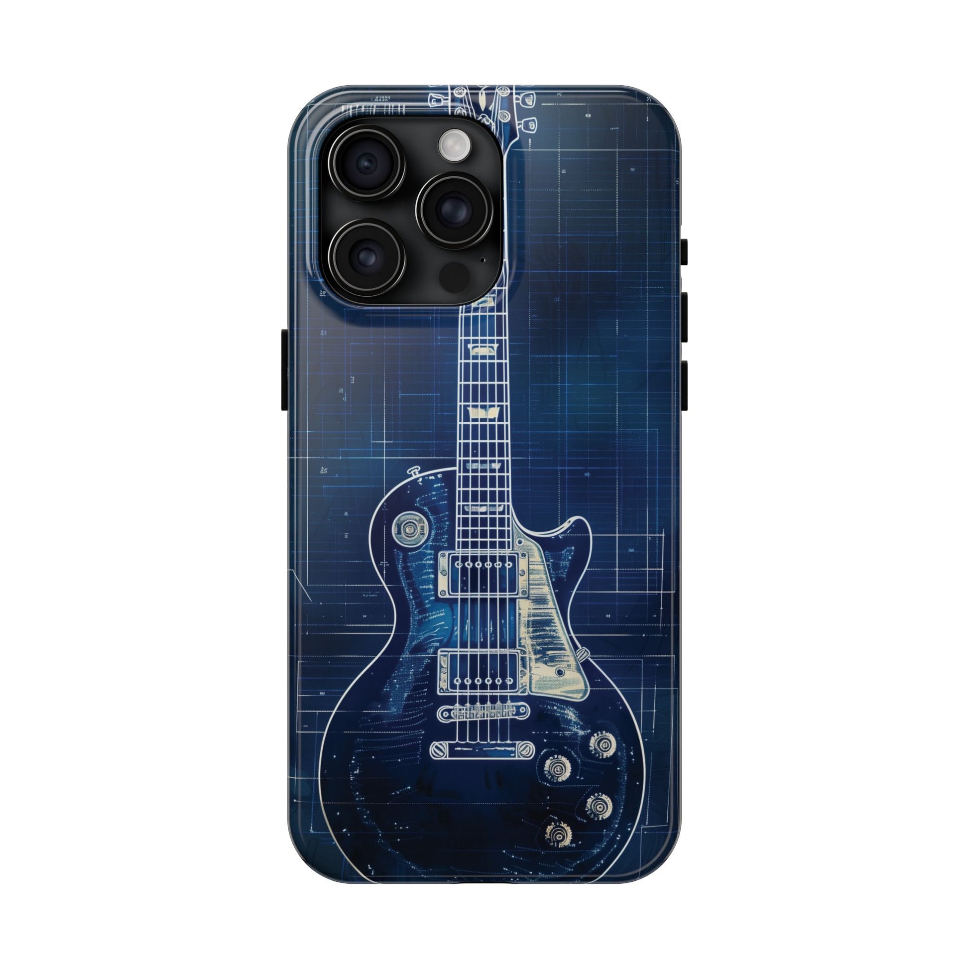 Guitar Phone Case, Guitar Blueprint iPhone Cover, Vintage Guitar Design, Custom iPhone Covers, Rock Music Phone Accessories, Musician Gift