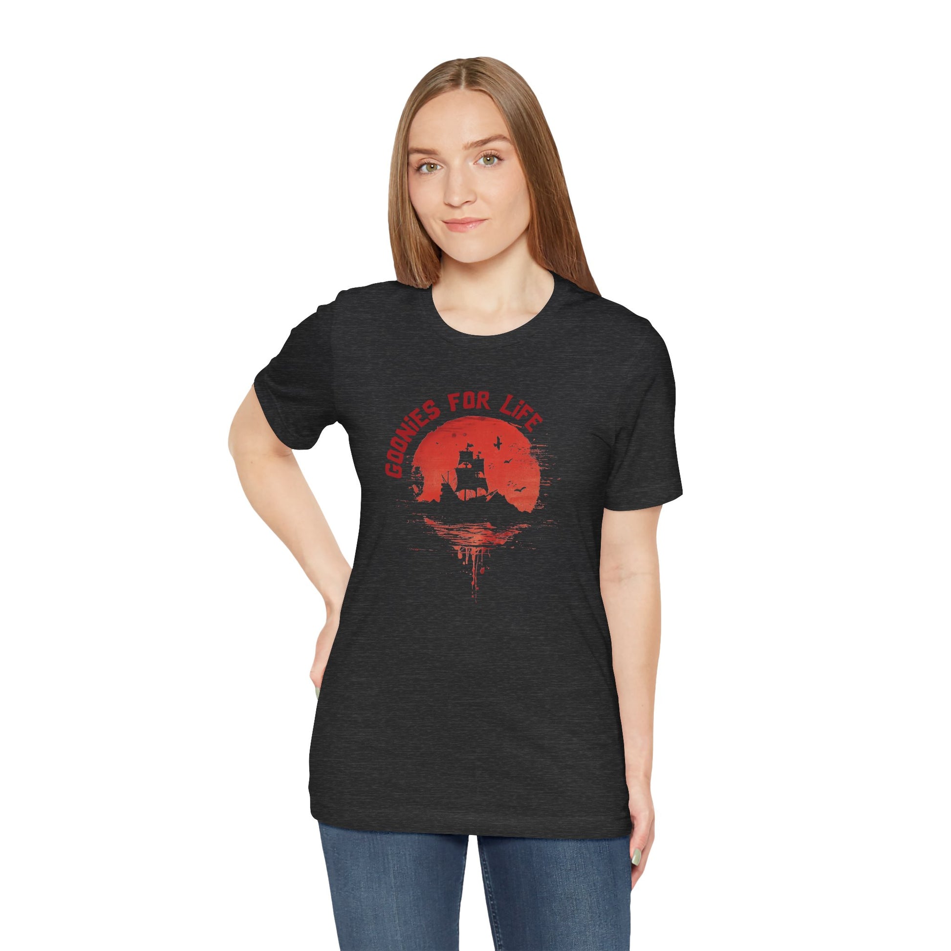 Goonies For Life Vintage Style Sunset Pirate Ship Tee