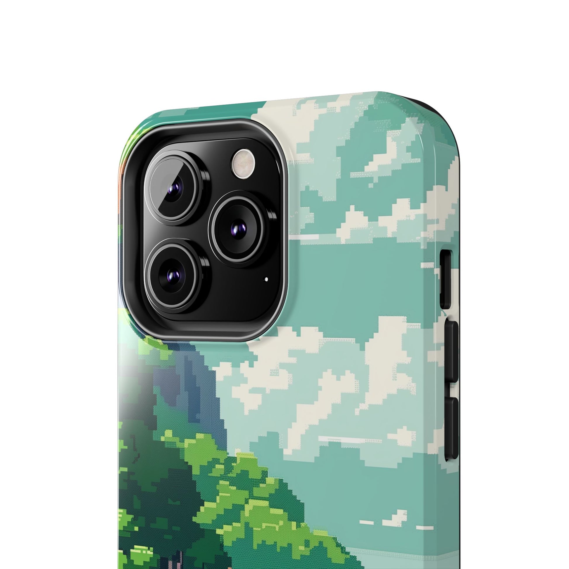 Pixel Art Video Game Landscapes Phone Case, Retro Gaming Pixelated Design, Geeky Gamer Phone Cover, Unique Video Game Art Accessories
