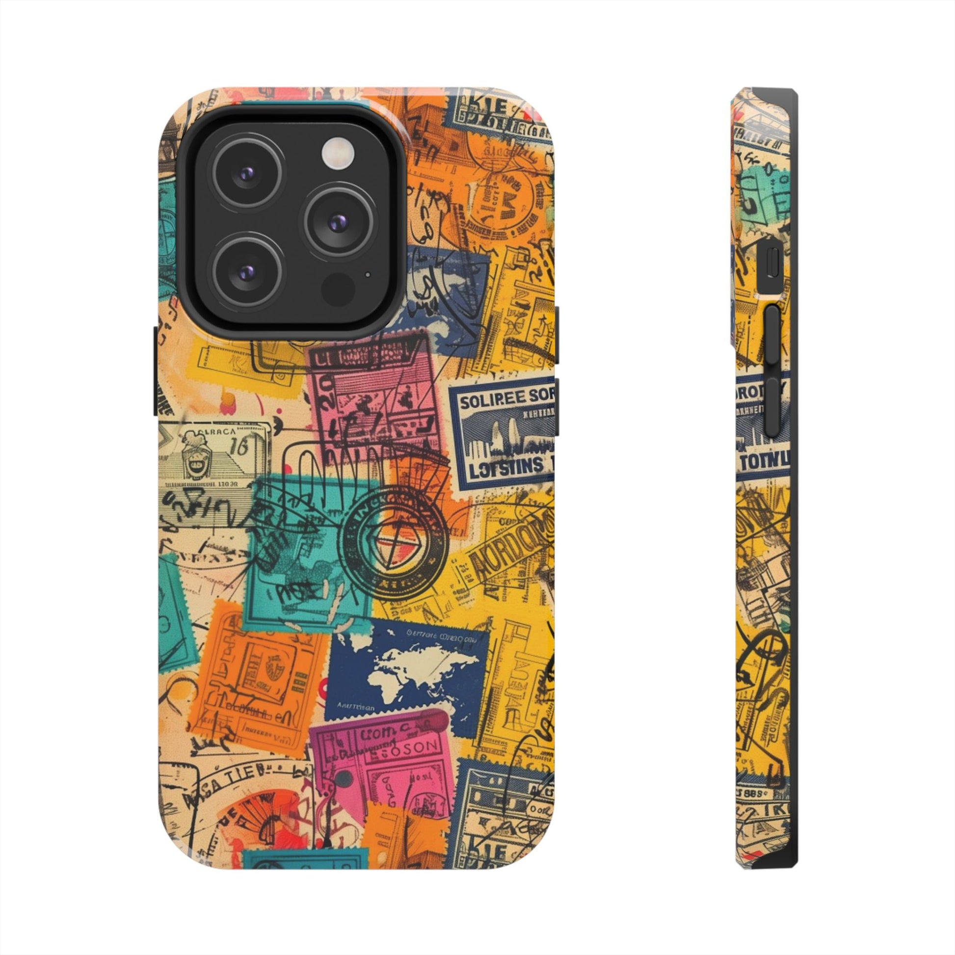 Travel Stamps Tough Case - Durable iPhone case Vintage Travel Stamps Design - Adventure Inspired Case - Protective Global Destination Prints