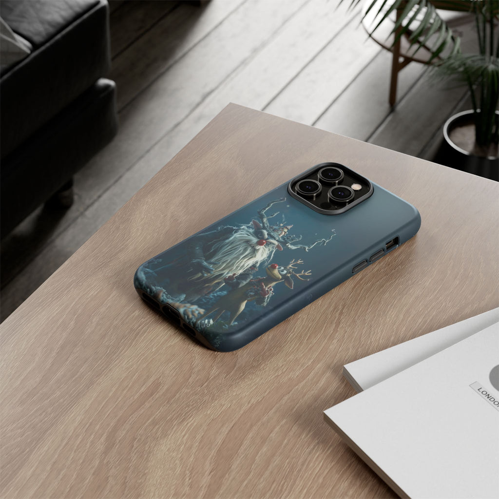 Christmas Rudolph Red Nose Reindeer Krampus Rankin Bass 3D Phone Case Festive Snowflakes iPhone 13 14 15 16 Pro Max Galaxy Pixel