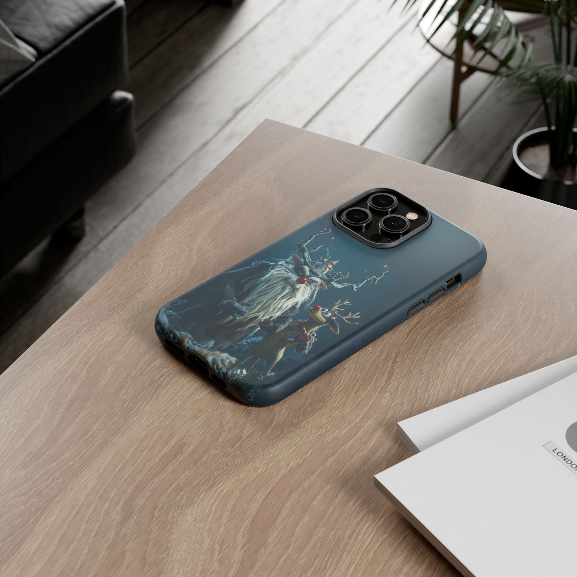 Christmas Rudolph Red Nose Reindeer Krampus Rankin Bass 3D Phone Case Festive Snowflakes iPhone 13 14 15 16 Pro Max Galaxy Pixel
