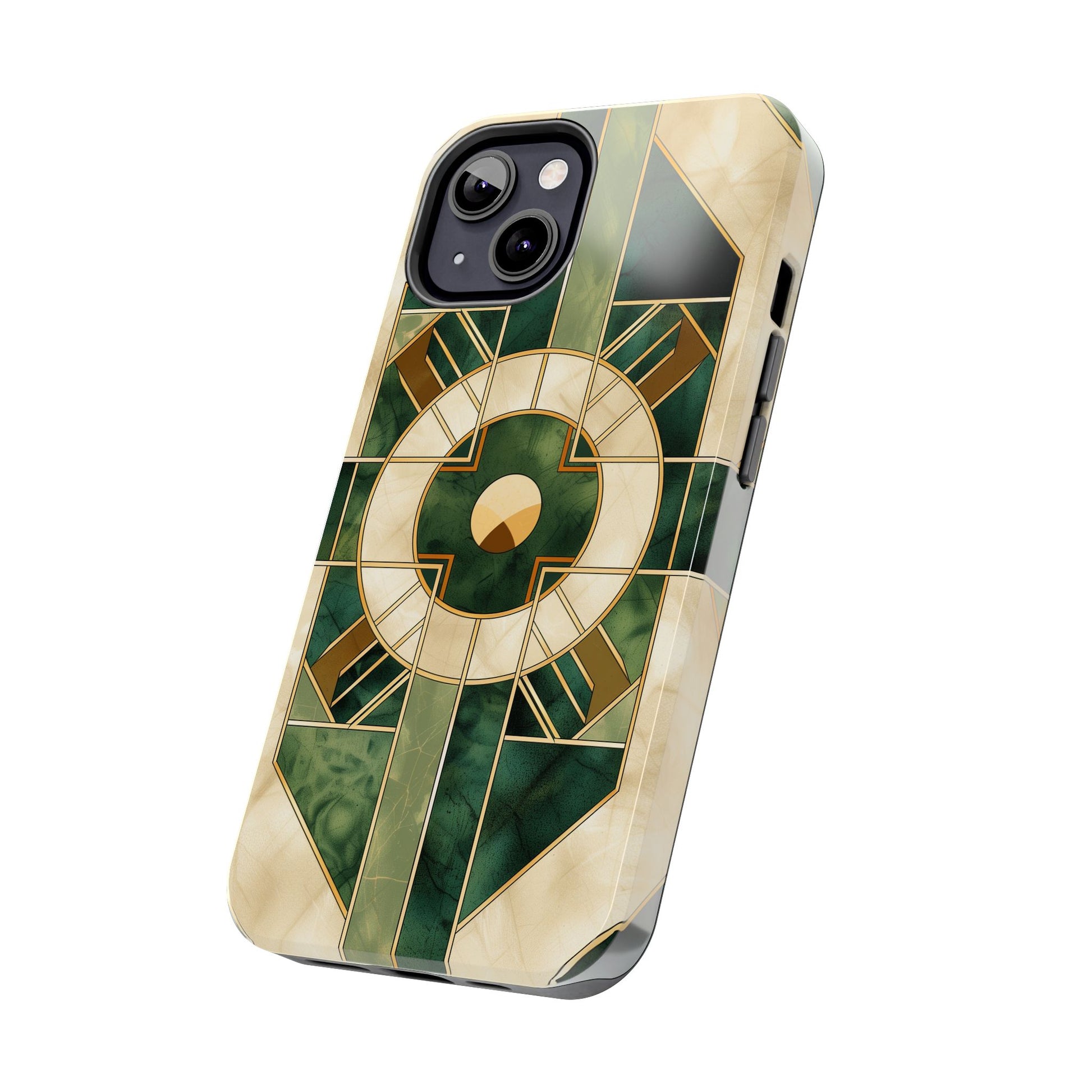 Green Frank Lloyd Wright Inspired Phone Case - Geometric Elegance for iPhone Models