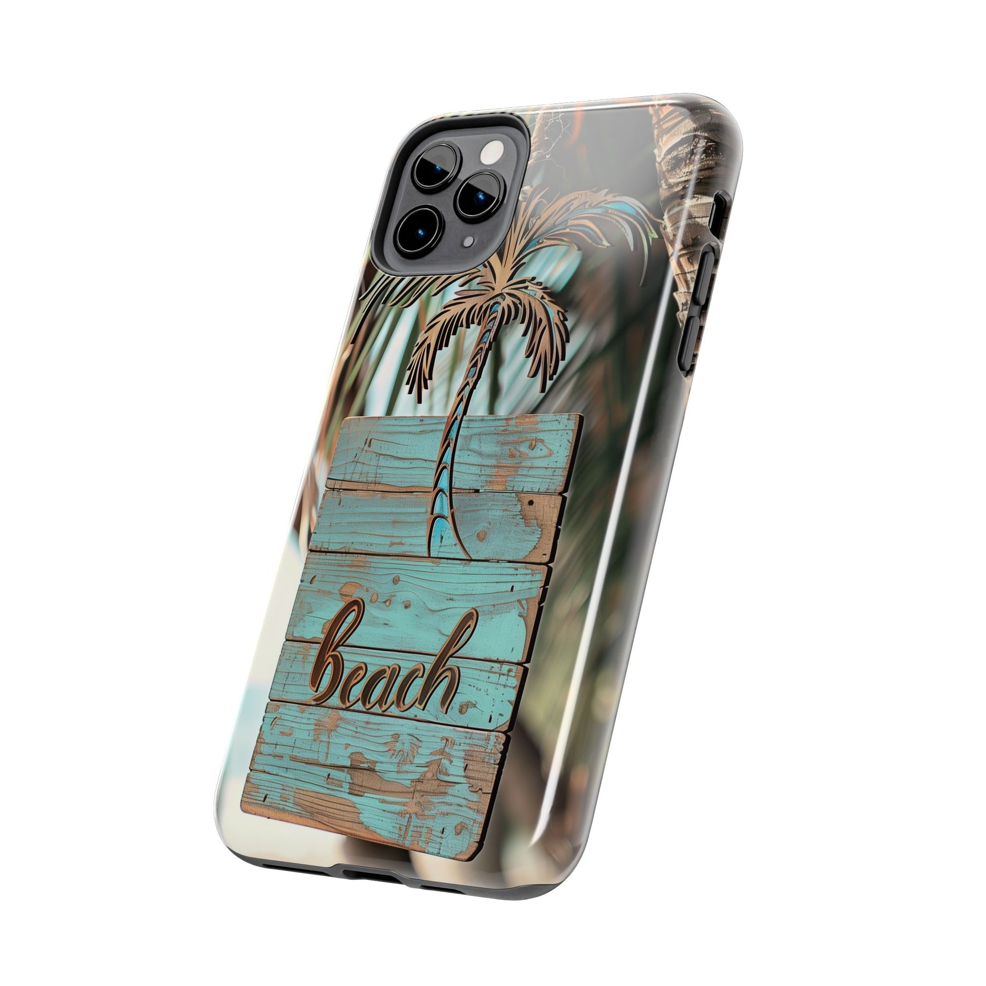Durable Phone Case with Palm Tree Charm