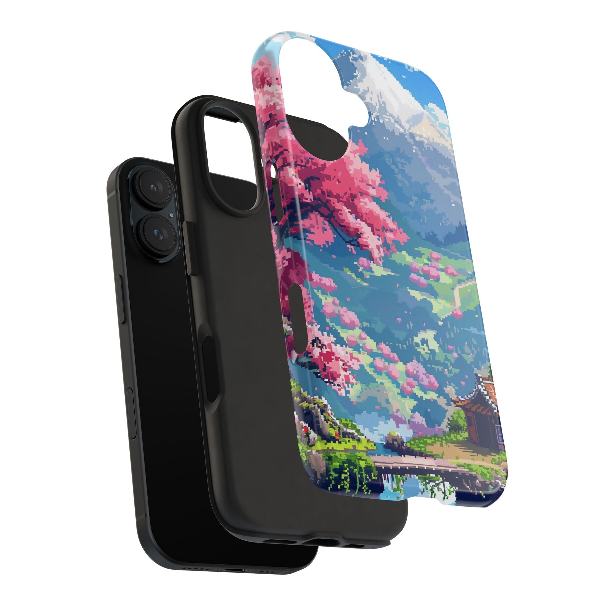 Pixel Art Video Game Landscapes Phone Case, Retro Gaming Pixelated Design, Geeky Gamer Phone Cover, Unique Video Game Art Accessories