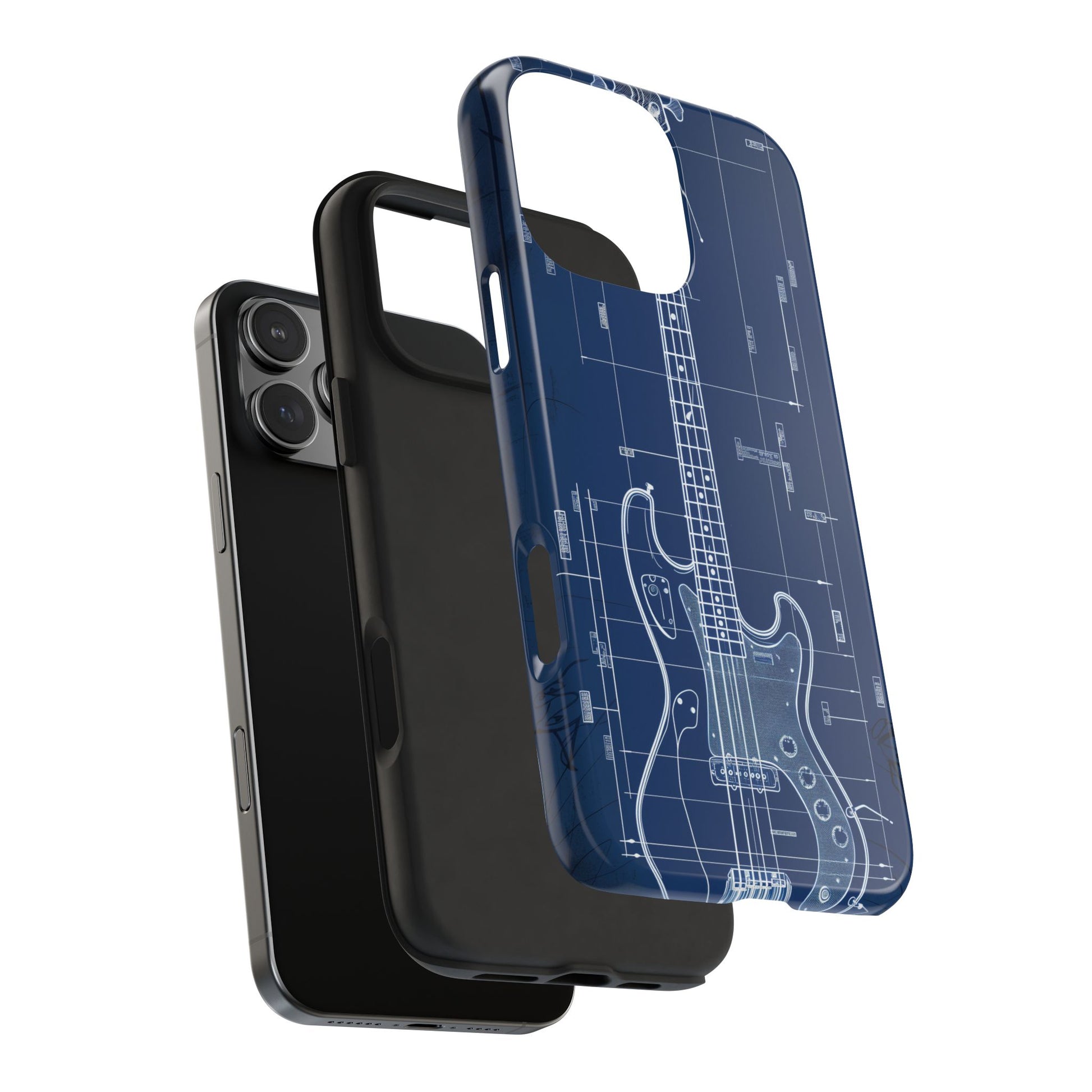 Guitar Phone Case Blueprint Schematic Vintage Custom Design Fender Gibson Rickenbacker Custom Rock Music Phone Accessories Musician Gift