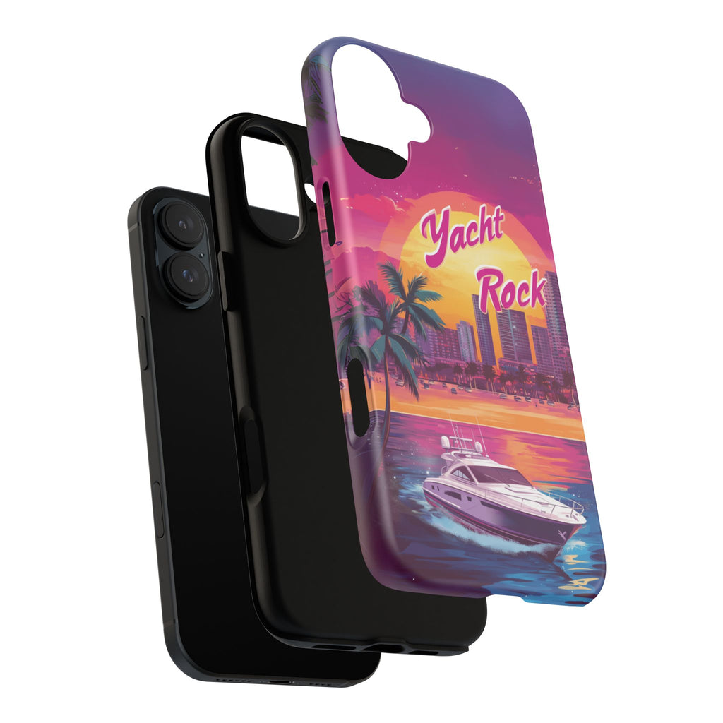Custom Yacht Rock Phone Case iPhone 13 14 15 16 Pro Max Sunset Cruise Harbor Miami Vice Yacht Rock Gift Boating Captain South Beach Surfing