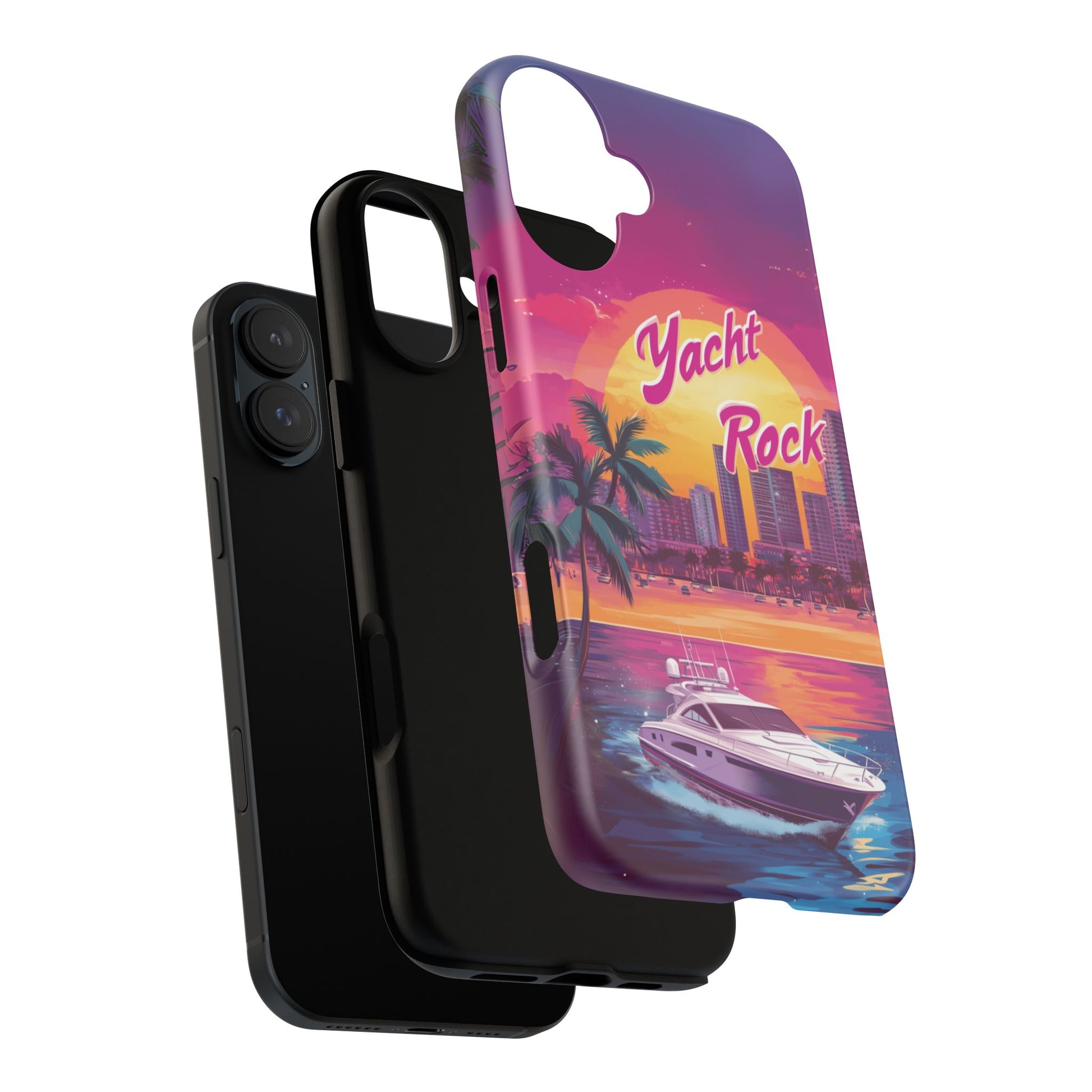 Custom Yacht Rock Phone Case iPhone 13 14 15 16 Pro Max Sunset Cruise Harbor Miami Vice Yacht Rock Gift Boating Captain South Beach Surfing