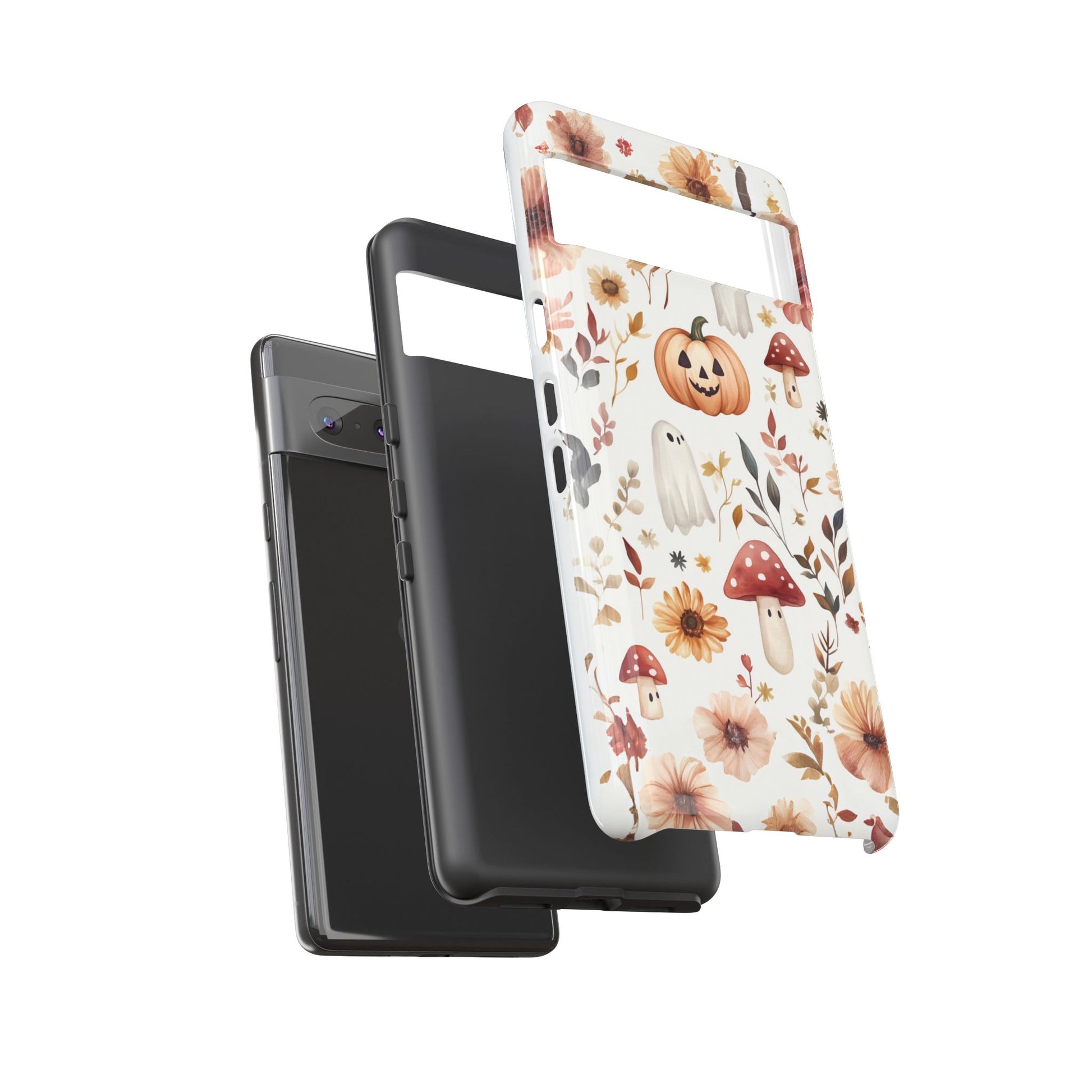 Cottagecore Fall Floral Phone Case for iPhone Samsung Pixel Autumn Pumpkin Tough Case iPhone 16 15 14 13 Pro Max