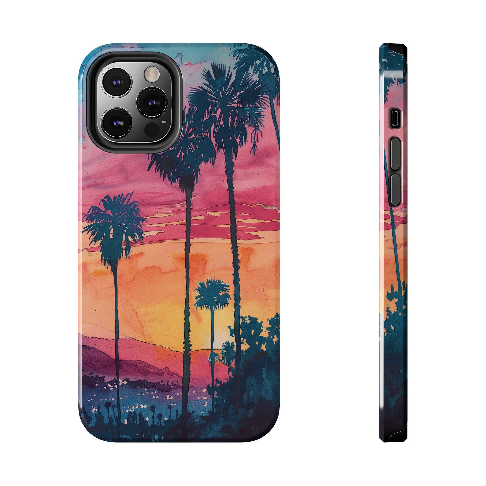 Los Angeles Sunset iPhone Case, Golden Hour Scenic View, Hollywood Hills Sunset Phone Case, Palm Trees Phone Case, iphone 15 pro max case