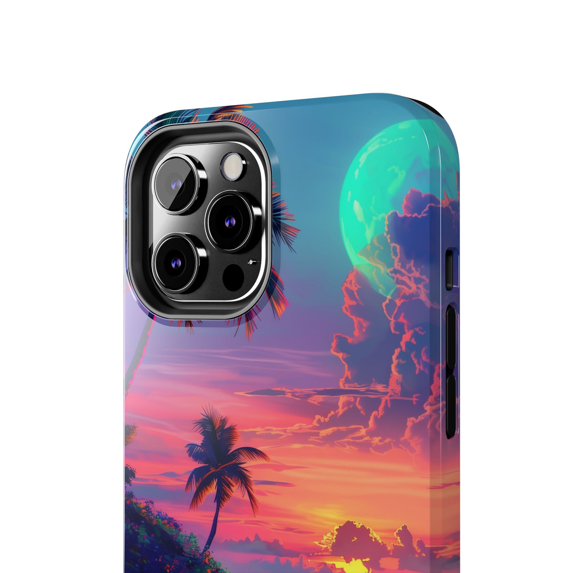 Tough Beach Scene Phone Case - Durable Phone Cover with Lisa Frank Inspired Beach Art - Protective Case with Vibrant Beach Design