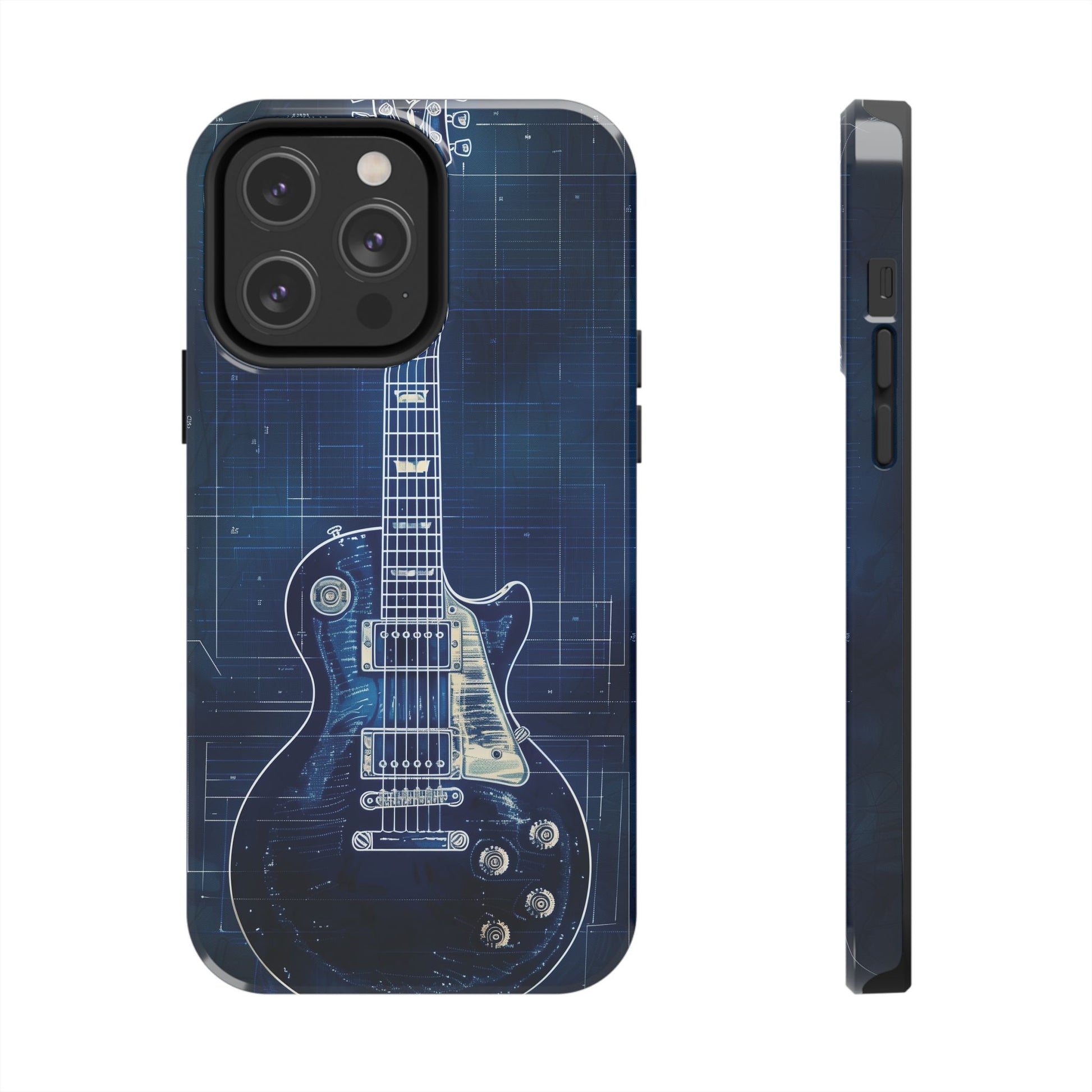Guitar Phone Case, Guitar Blueprint iPhone Cover, Vintage Guitar Design, Custom iPhone Covers, Rock Music Phone Accessories, Musician Gift