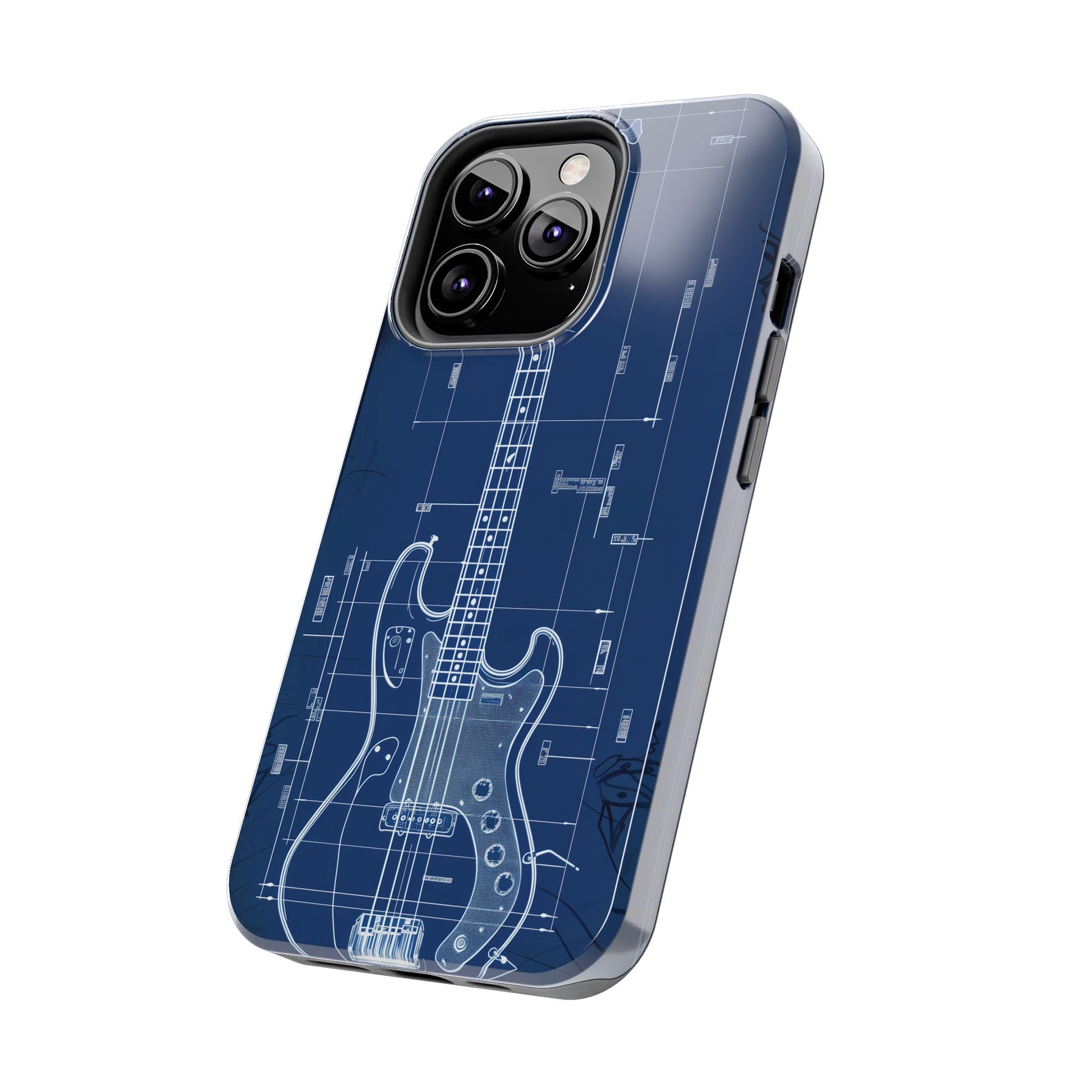 Guitar Phone Case Blueprint Schematic Vintage Custom Design Fender Gibson Rickenbacker Custom Rock Music Phone Accessories Musician Gift