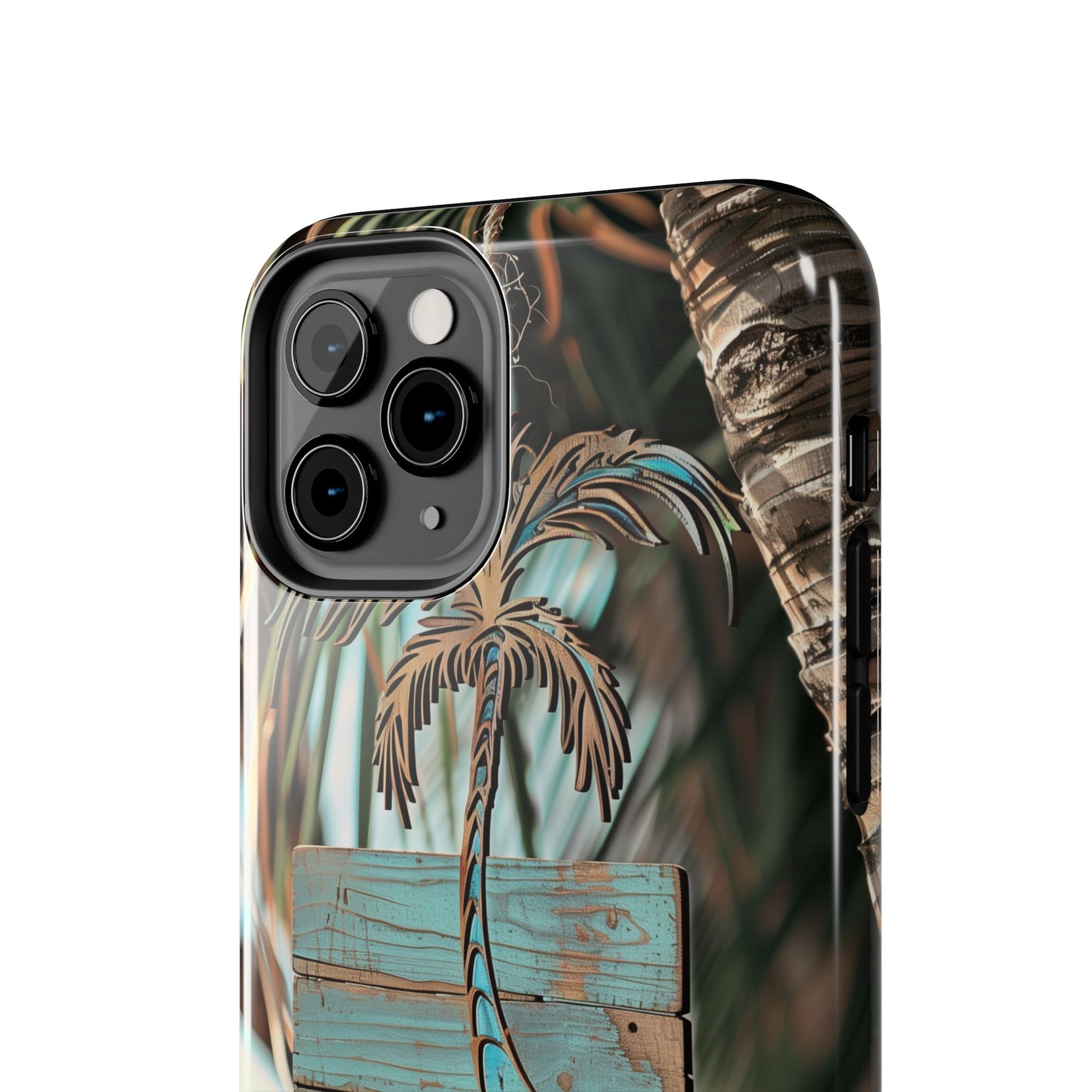 Durable Phone Case with Palm Tree Charm