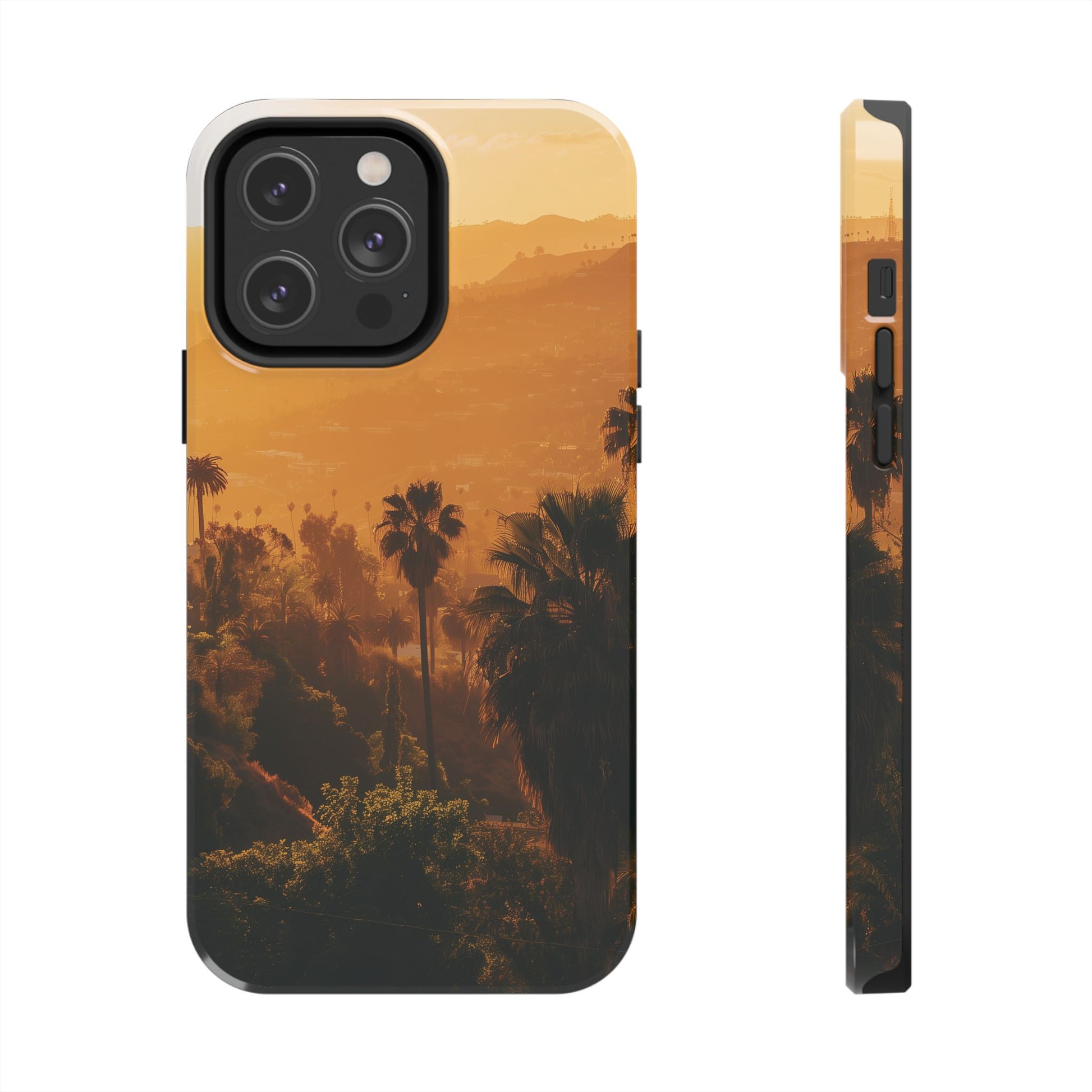Los Angeles Sunset iPhone Case, Golden Hour Scenic View, Hollywood Hills Sunset Phone Case, Palm Trees Phone Case, iphone 15 pro max case