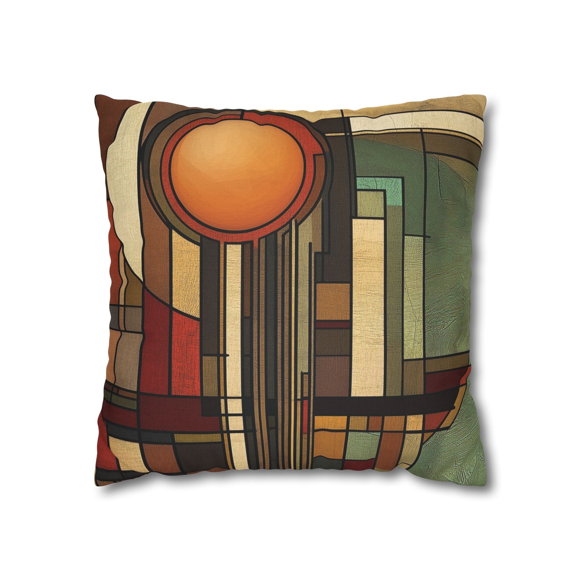 Art Deco Pillowcase, Frank Lloyd Wright Prairie Style, Usonian Nature Designer Mission Style, Perfect Gift for Home - Square Pillow, Home