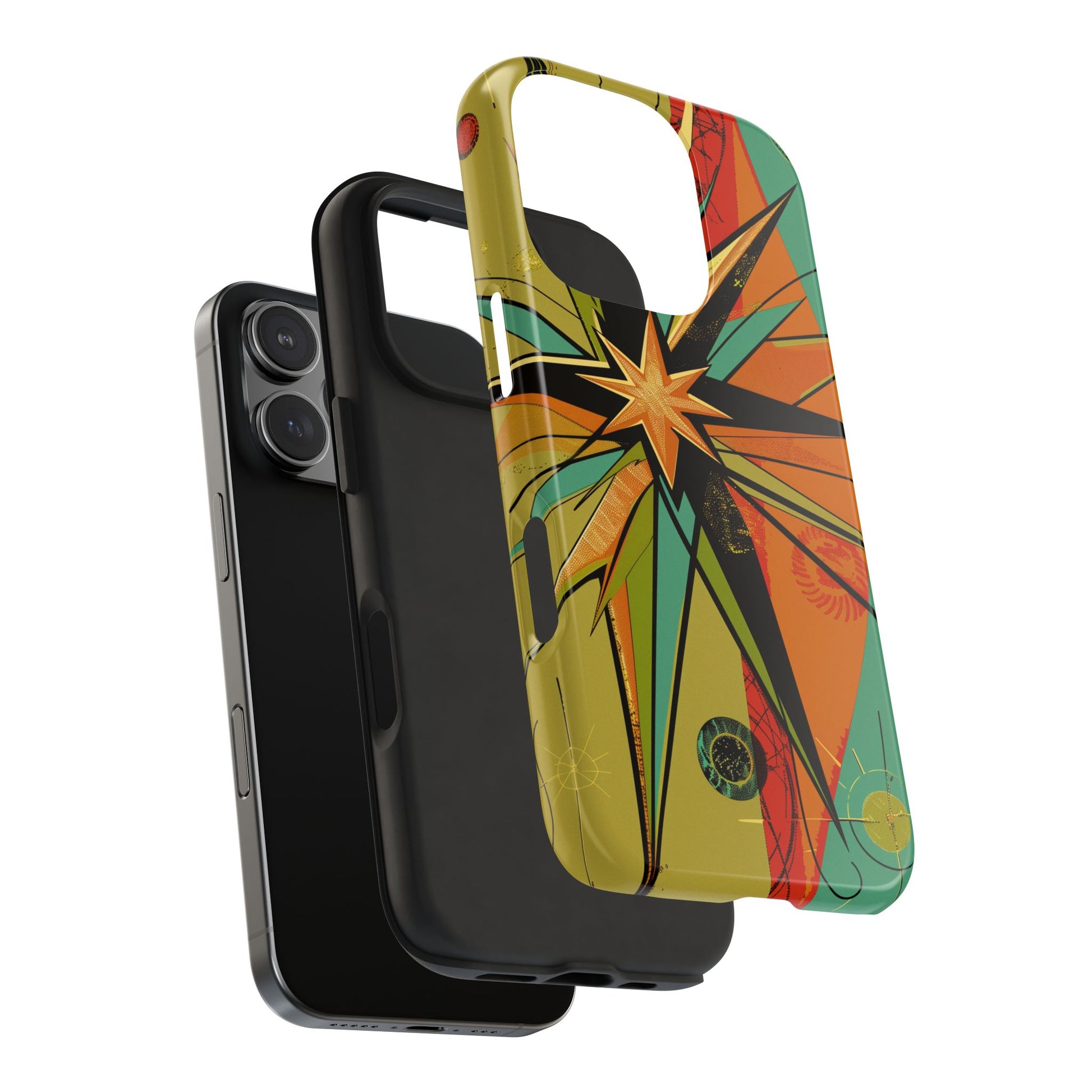 Mid Century Modern Star Design Phone Case, Earth Tone Colors, Retro Style Smartphone Cover, Vintage Phone Case, iPhone 14 Case, Apple iPhone