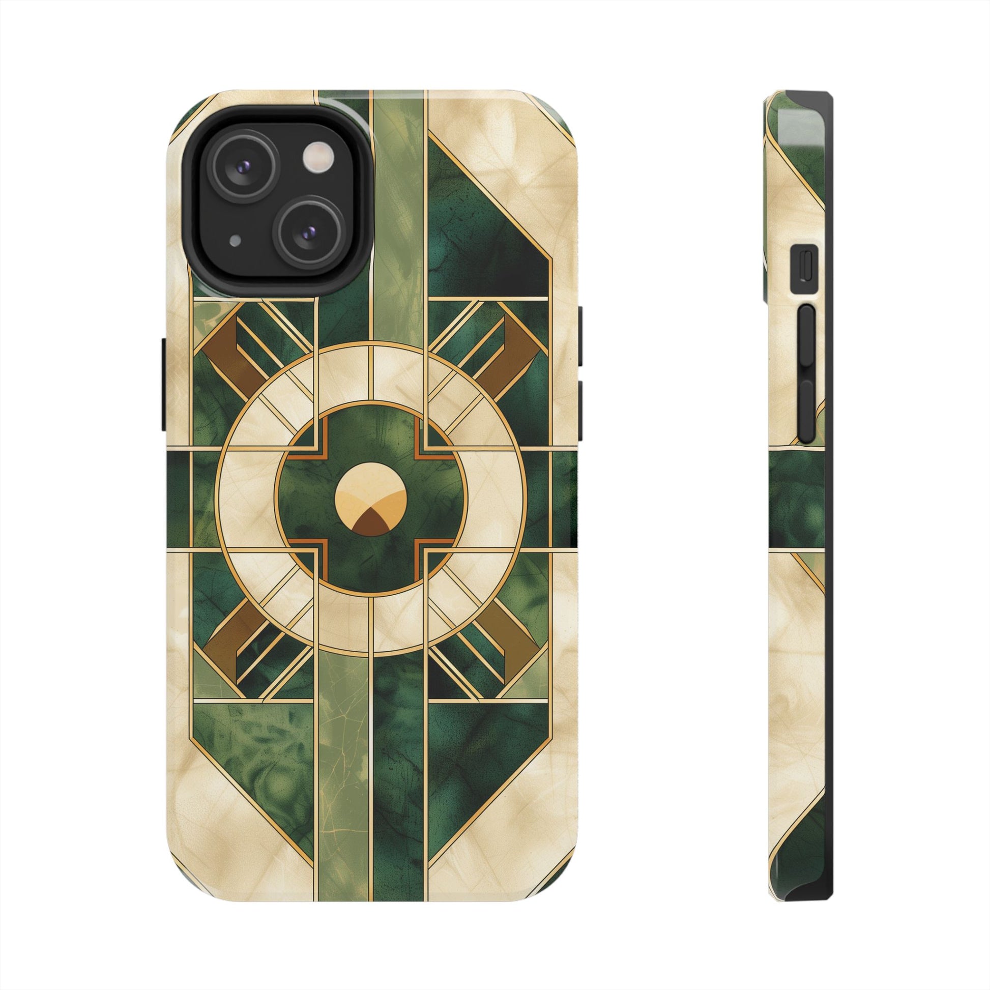 Green Frank Lloyd Wright Inspired Phone Case - Geometric Elegance for iPhone Models