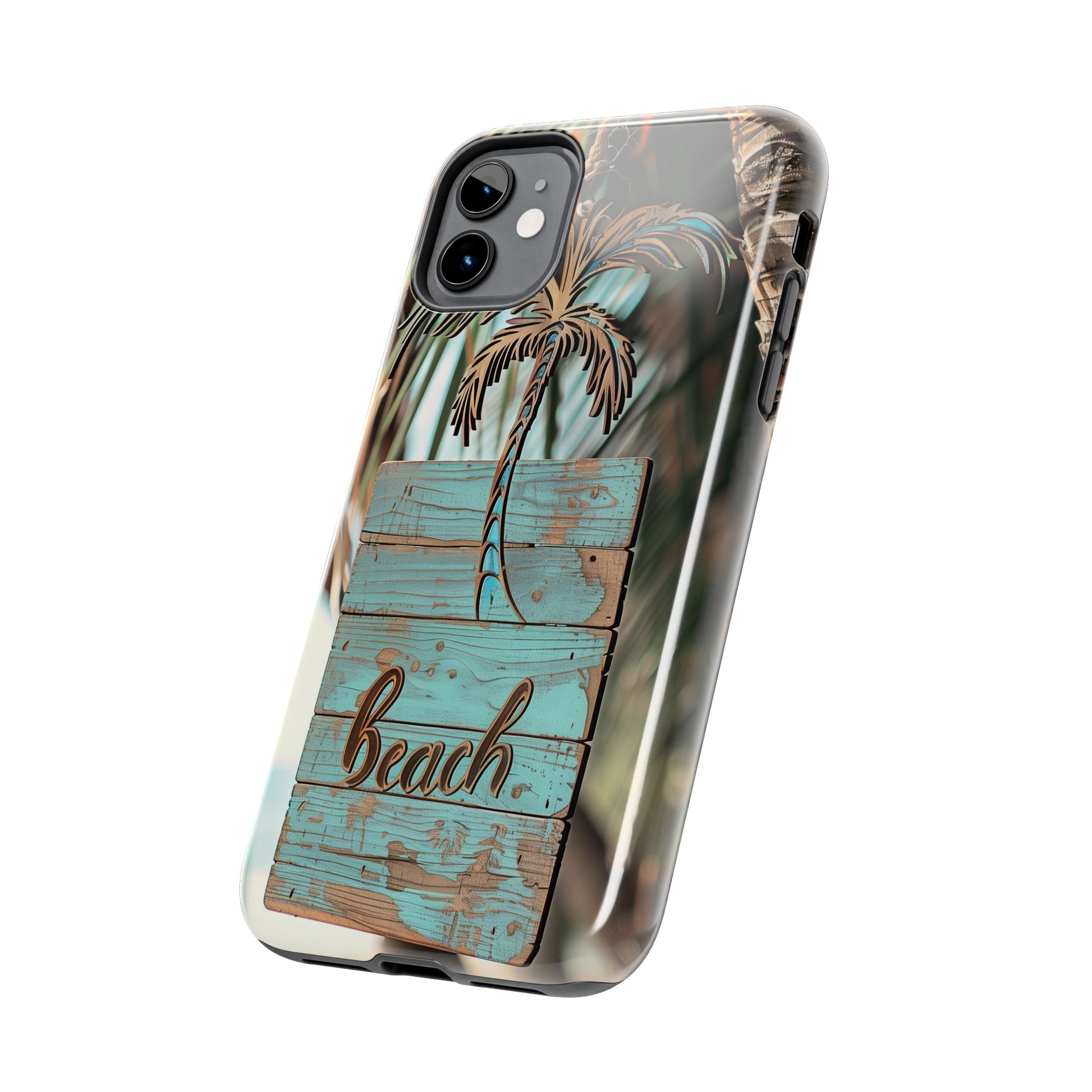 Durable Phone Case with Palm Tree Charm
