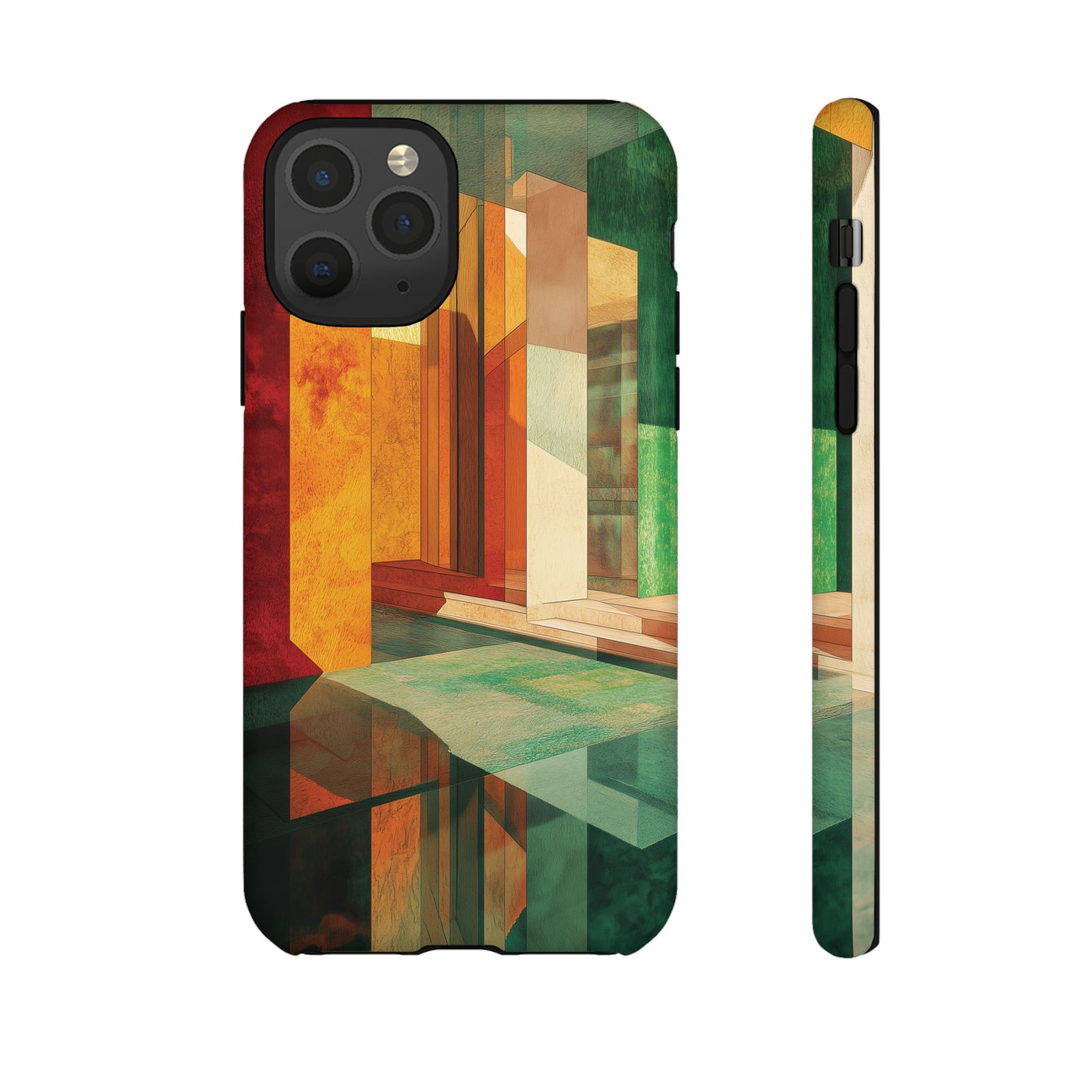 Art Deco Frank Lloyd Wright Inspired Usonian Phone Case Geometric Stained Glass Art Deco Marble Gold 13 14 15 16 iPhone Pro Max Galaxy Pixel