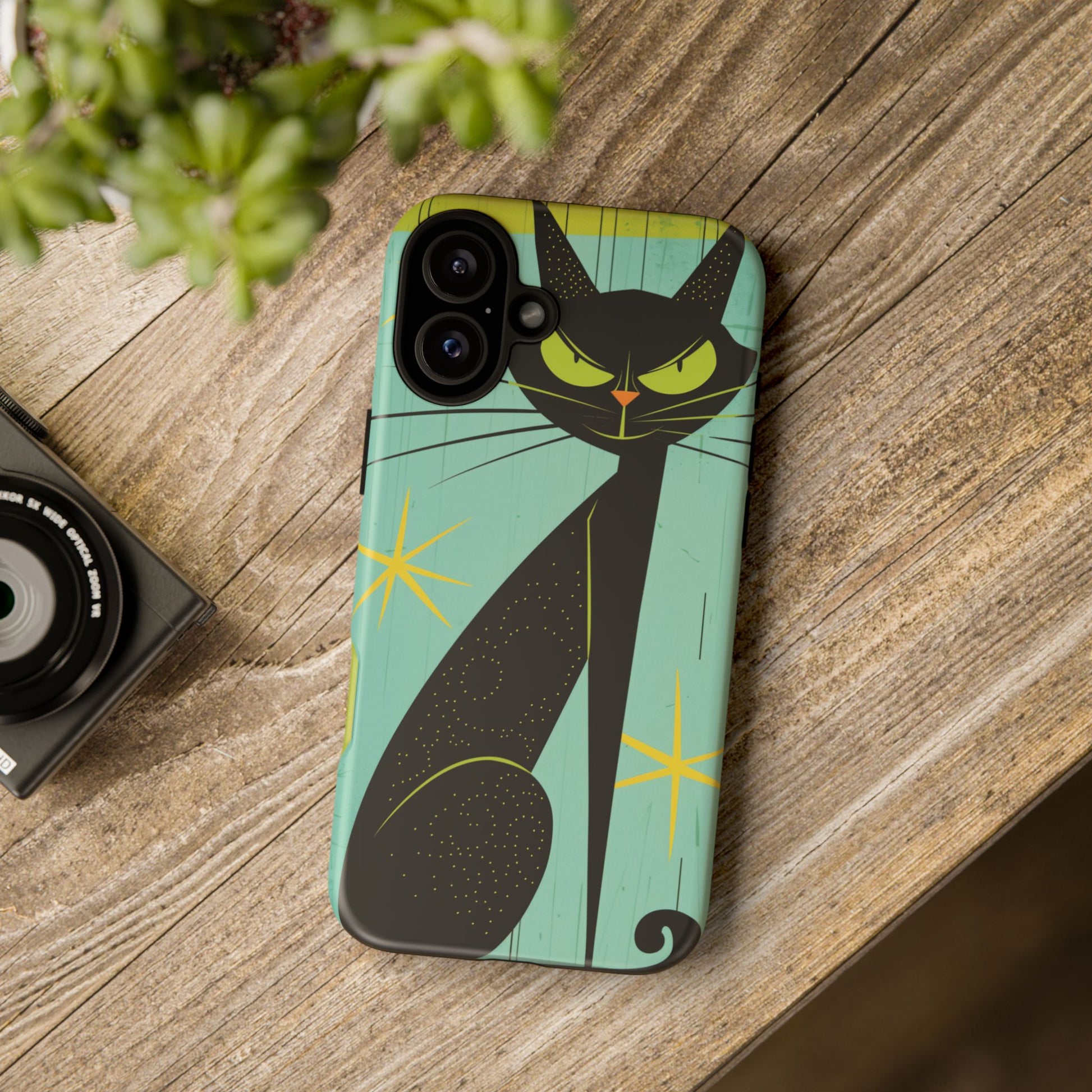 Mid-Century Modern Phone Case, Mid Mod Android Case, Atomic Cats Android Case, Retro Chic Smartphone Cover, Unique Artistic Phone Accessory