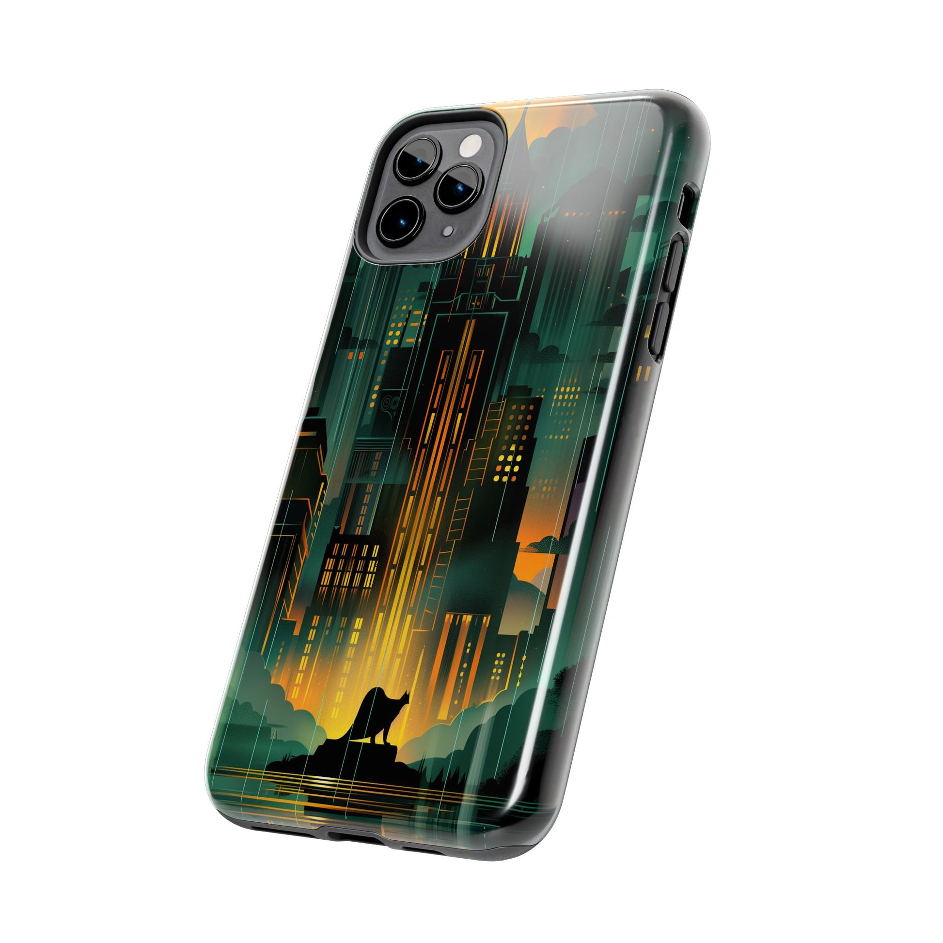 Nighttime Batman Phone Case - Gotham Art Deco Style - Noir Inspired Phone Cover - Dark Knight Accessory