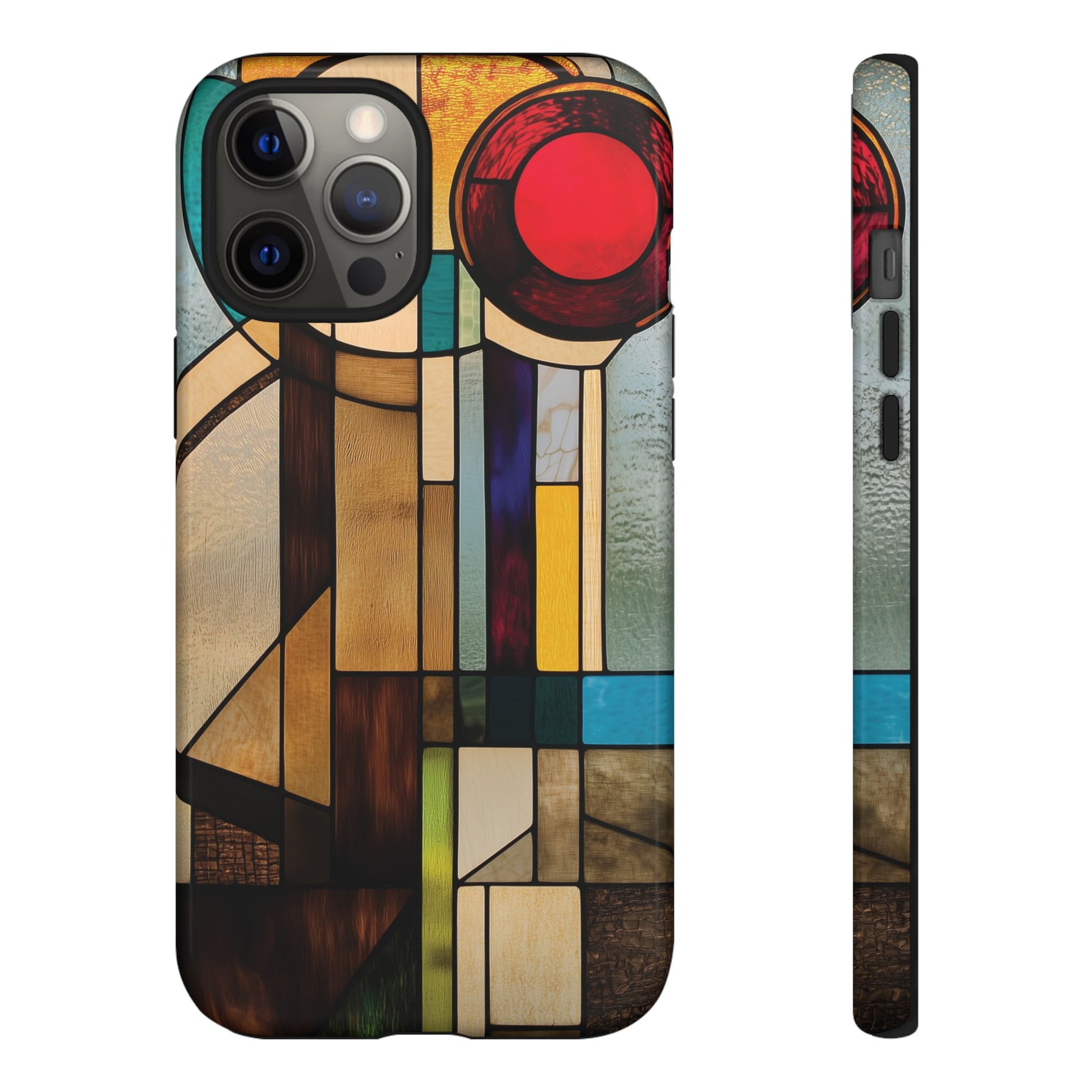 Stained Art Deco Glass Phone Case Frank Lloyd Wright Cottage Core Usonian Prairie Style Geometric Stylish  iPhone 14 15 16 Pro