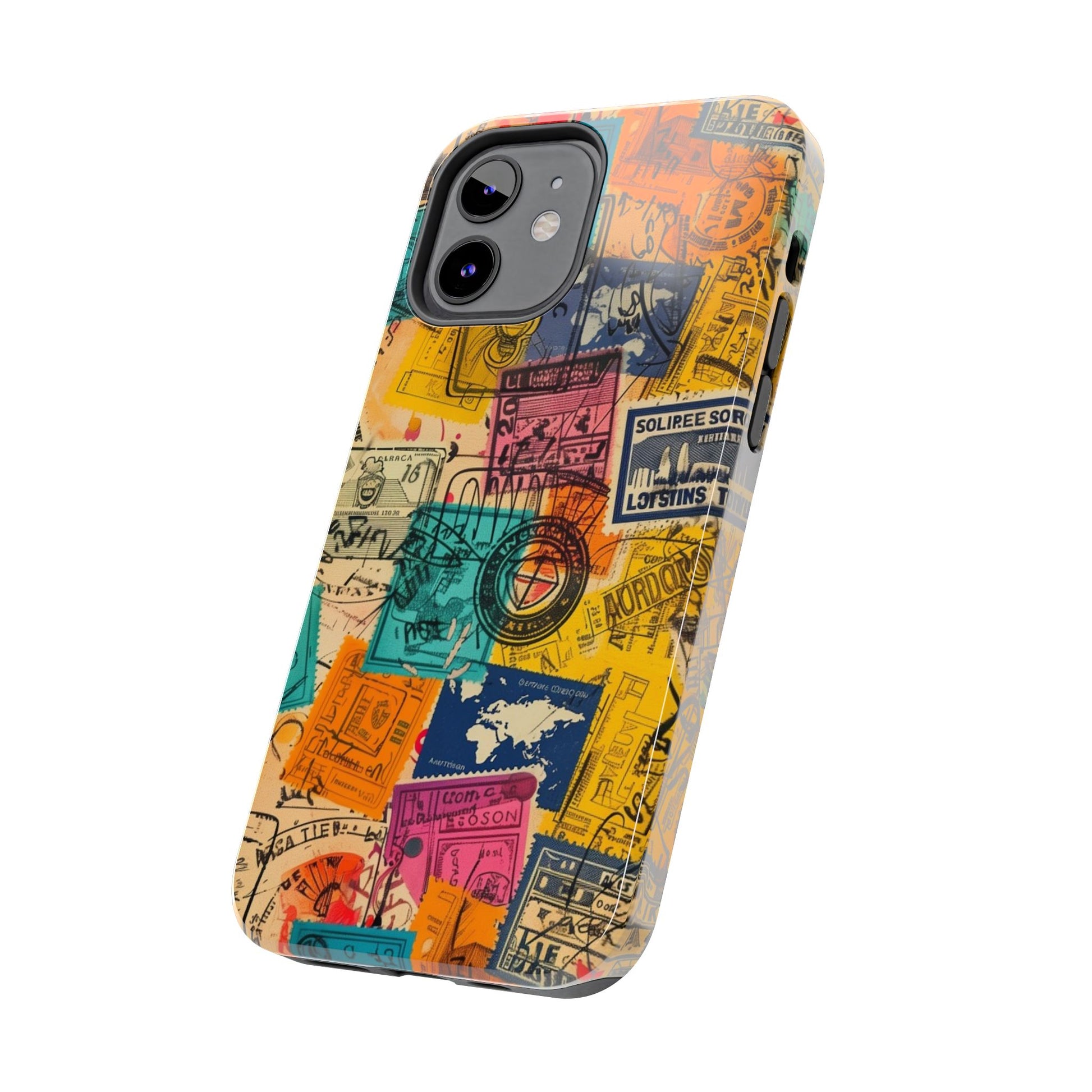Travel Stamps Tough Case - Durable iPhone case Vintage Travel Stamps Design - Adventure Inspired Case - Protective Global Destination Prints