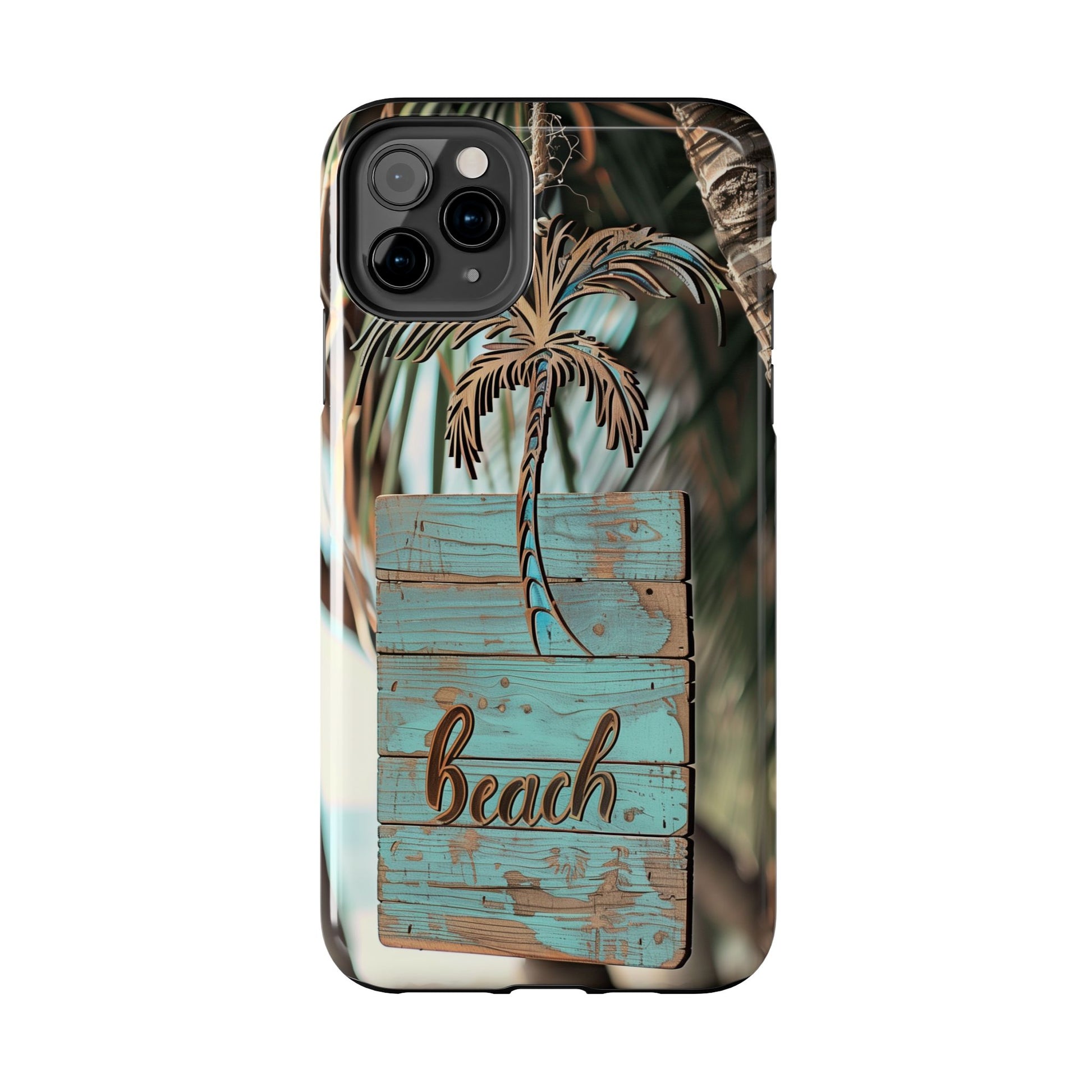 Durable Phone Case with Palm Tree Charm