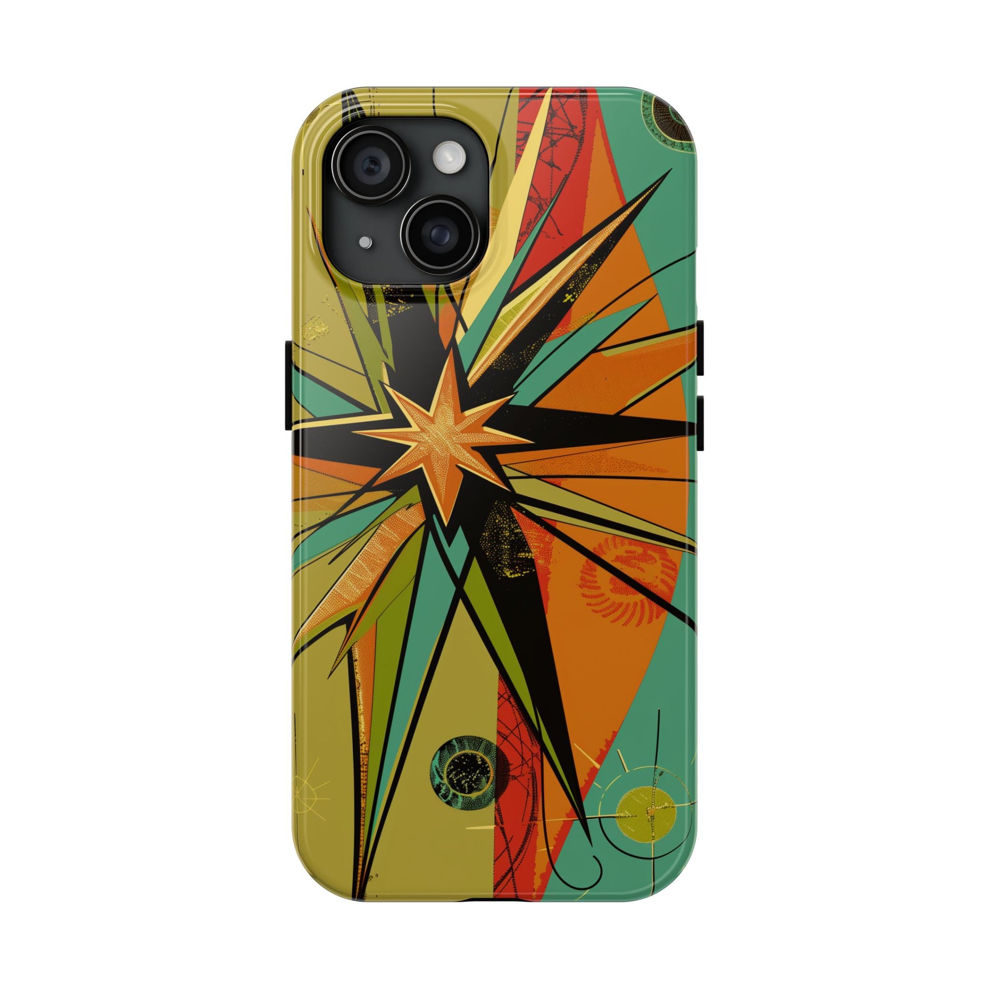 Mid Century Modern Star Design Phone Case, Earth Tone Colors, Retro Style Smartphone Cover, Vintage Phone Case, iPhone 14 Case, Apple iPhone
