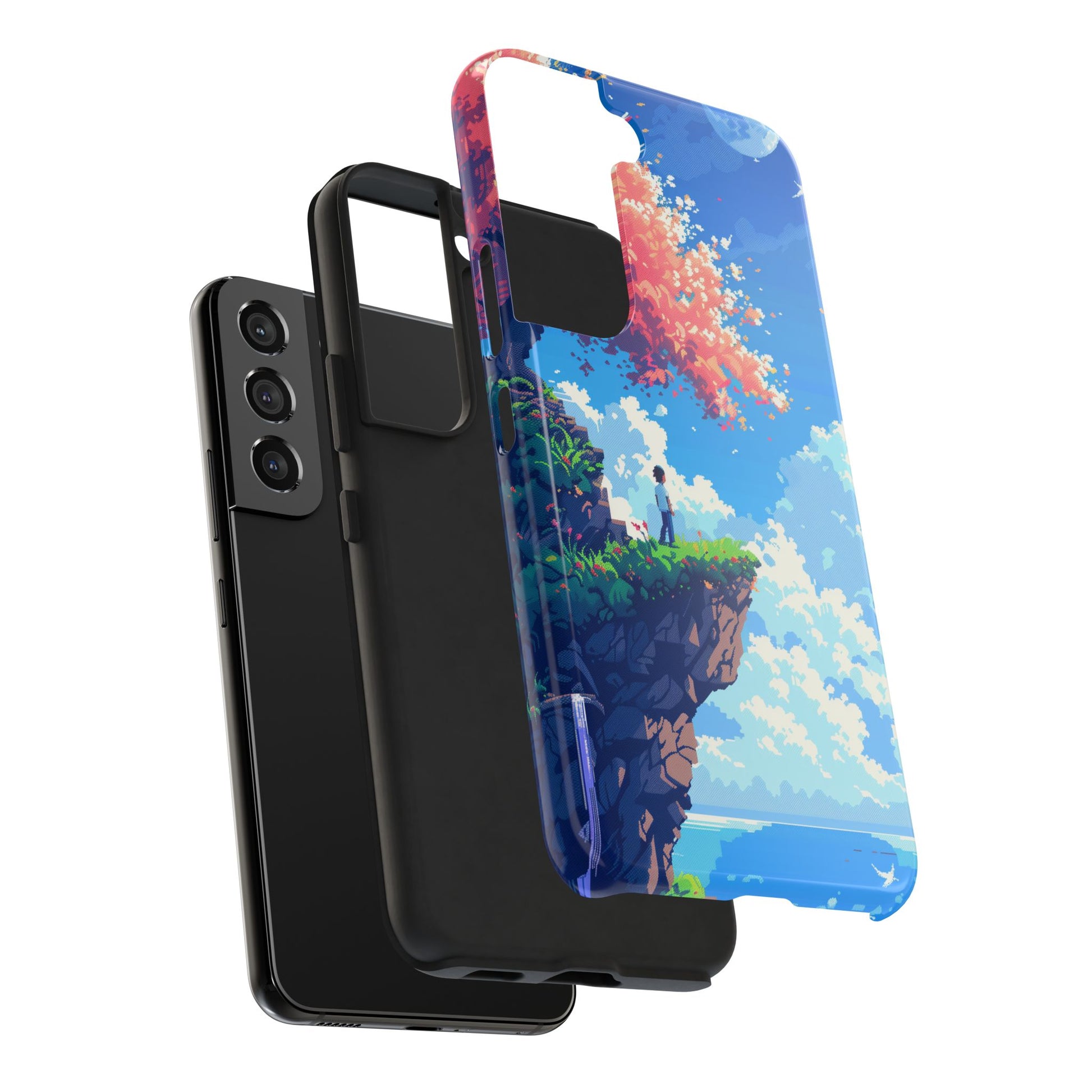 Pixel Art Video Game Landscapes Phone Case, Retro Gaming Pixelated Design, Geeky Gamer Phone Cover, Unique Video Game Art Accessories