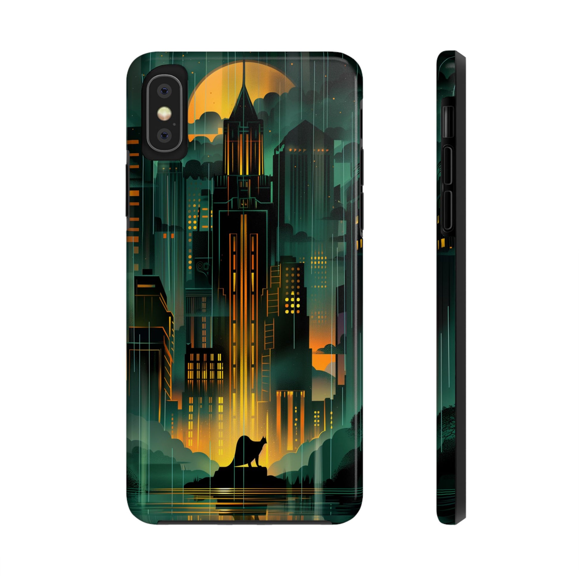 Nighttime Batman Phone Case - Gotham Art Deco Style - Noir Inspired Phone Cover - Dark Knight Accessory