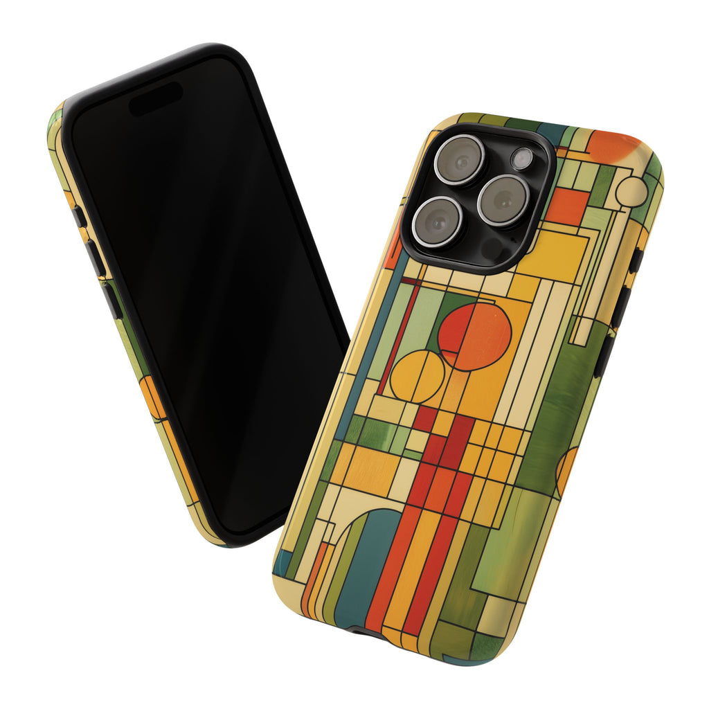 Frank Lloyd Wright Inspired Prairie Style Usonian Phone Case Geometric Stained Glass Art Deco 13 14 15 16 iPhone Pro Max Galaxy Pixel