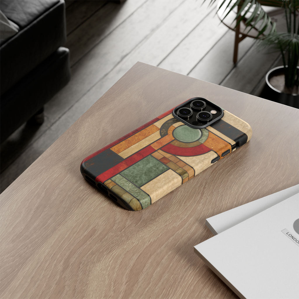 Stone Prairie Frank Lloyd Wright Usonian Phone Case Geometric Stained Glass Art Deco Marble Gold 13 14 15 16 iPhone Pro Max Galaxy Pixel
