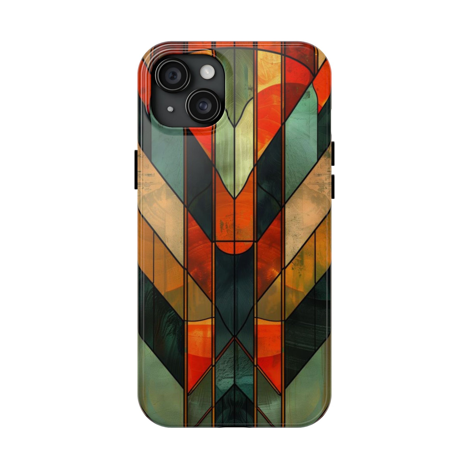 Noir Art Deco Colorful Stained Glass - Durable Dual Layer Iphone Case - Architect Phone Case