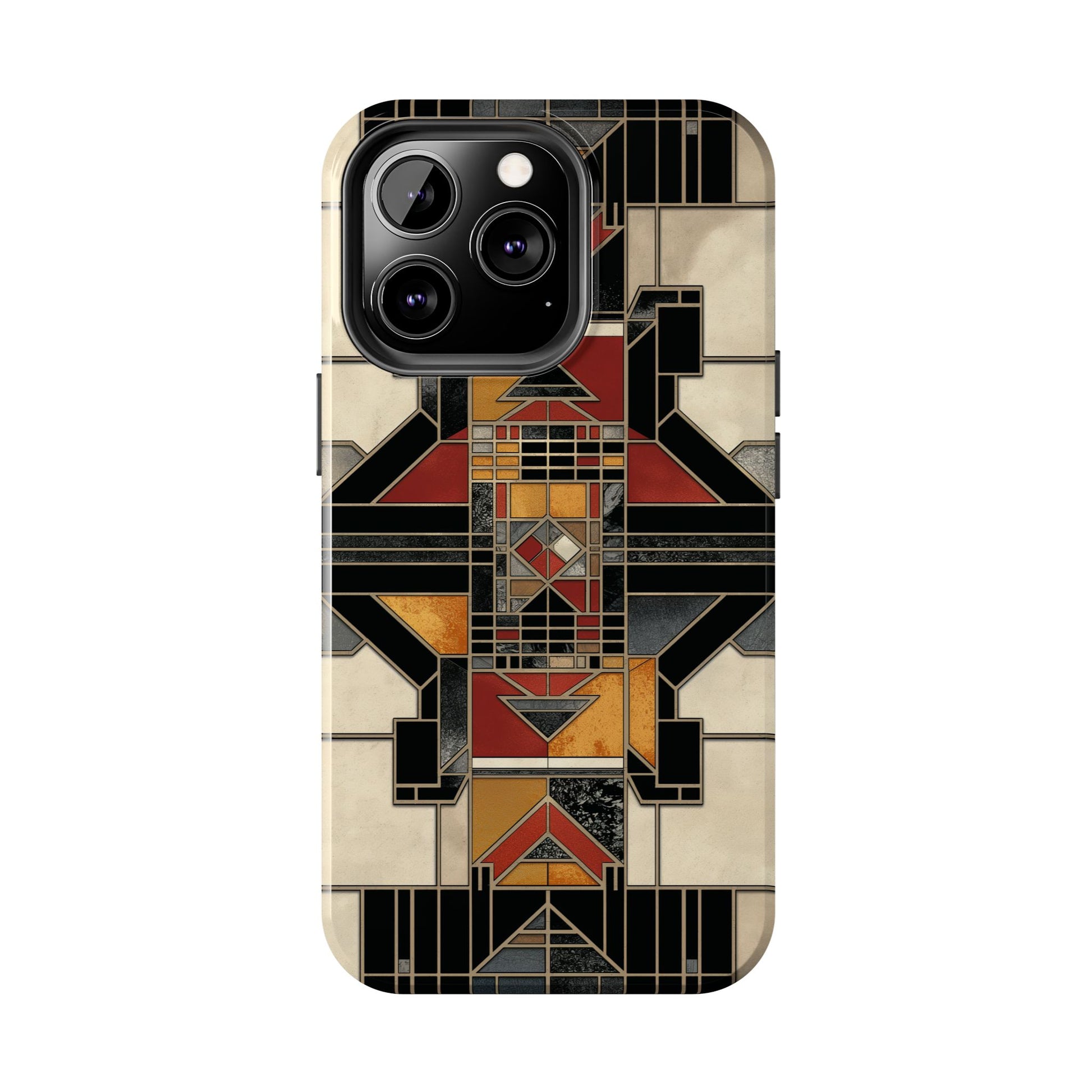 Frank Lloyd Wright Inspired Stained Glass Phone Case - Geometric Elegance for iPhone Models