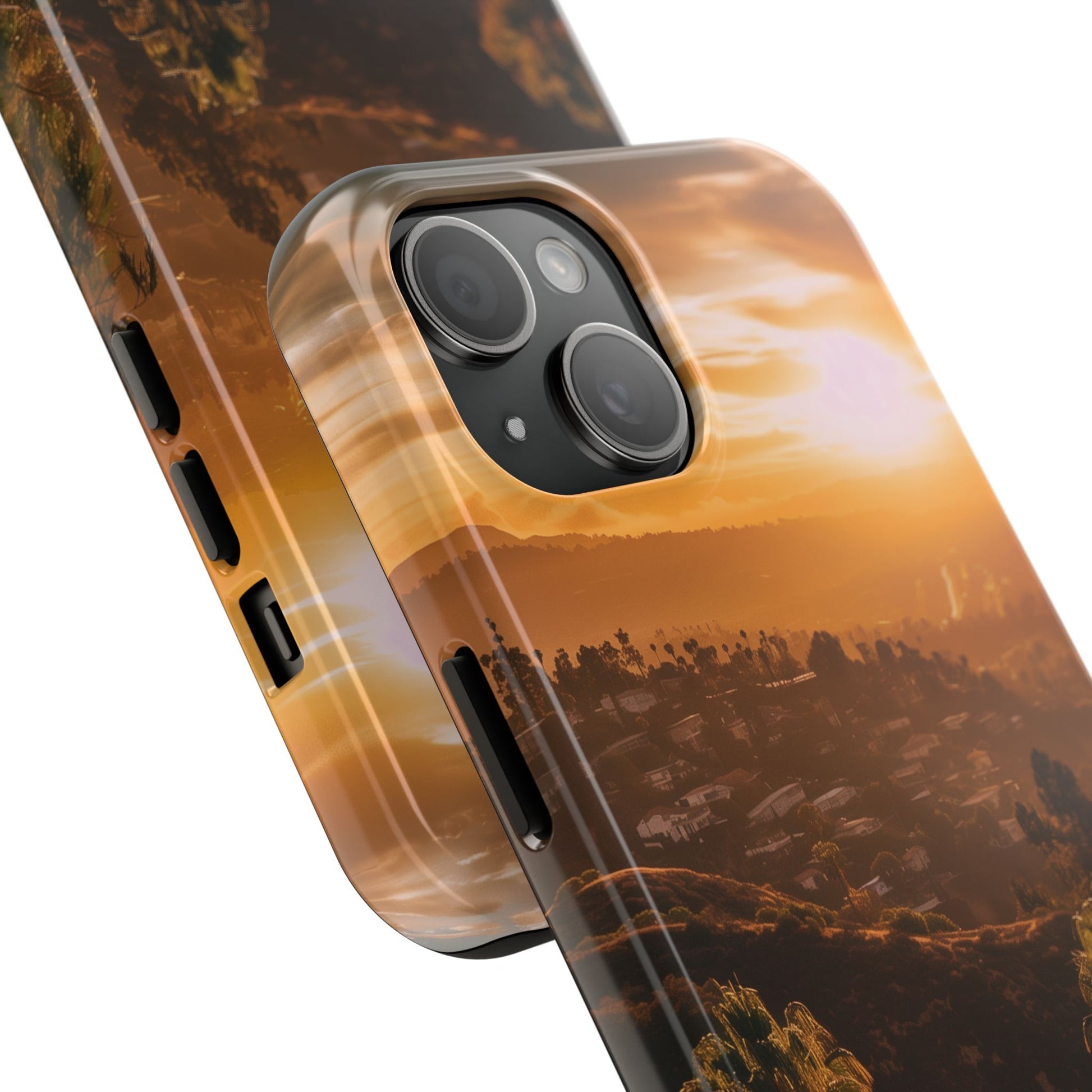 Los Angeles Sunset iPhone Case, Golden Hour Scenic View, Hollywood Hills Sunset Phone Case, Palm Trees Phone Case, iphone 15 pro max case