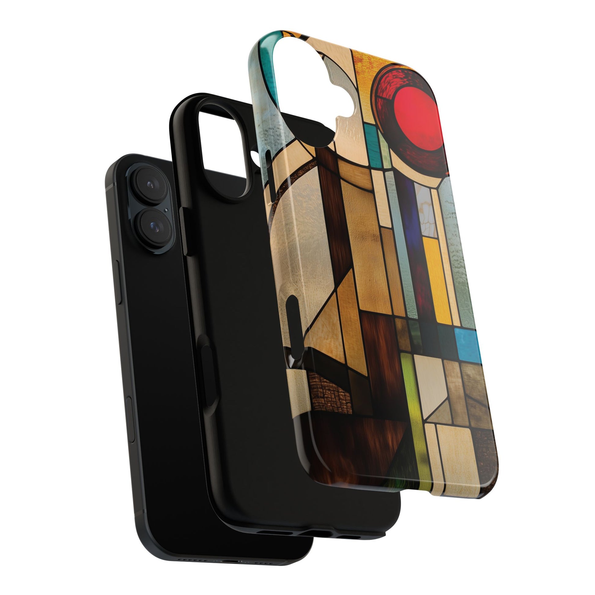 Stained Art Deco Glass Phone Case Frank Lloyd Wright Cottage Core Usonian Prairie Style Geometric Stylish  iPhone 14 15 16 Pro