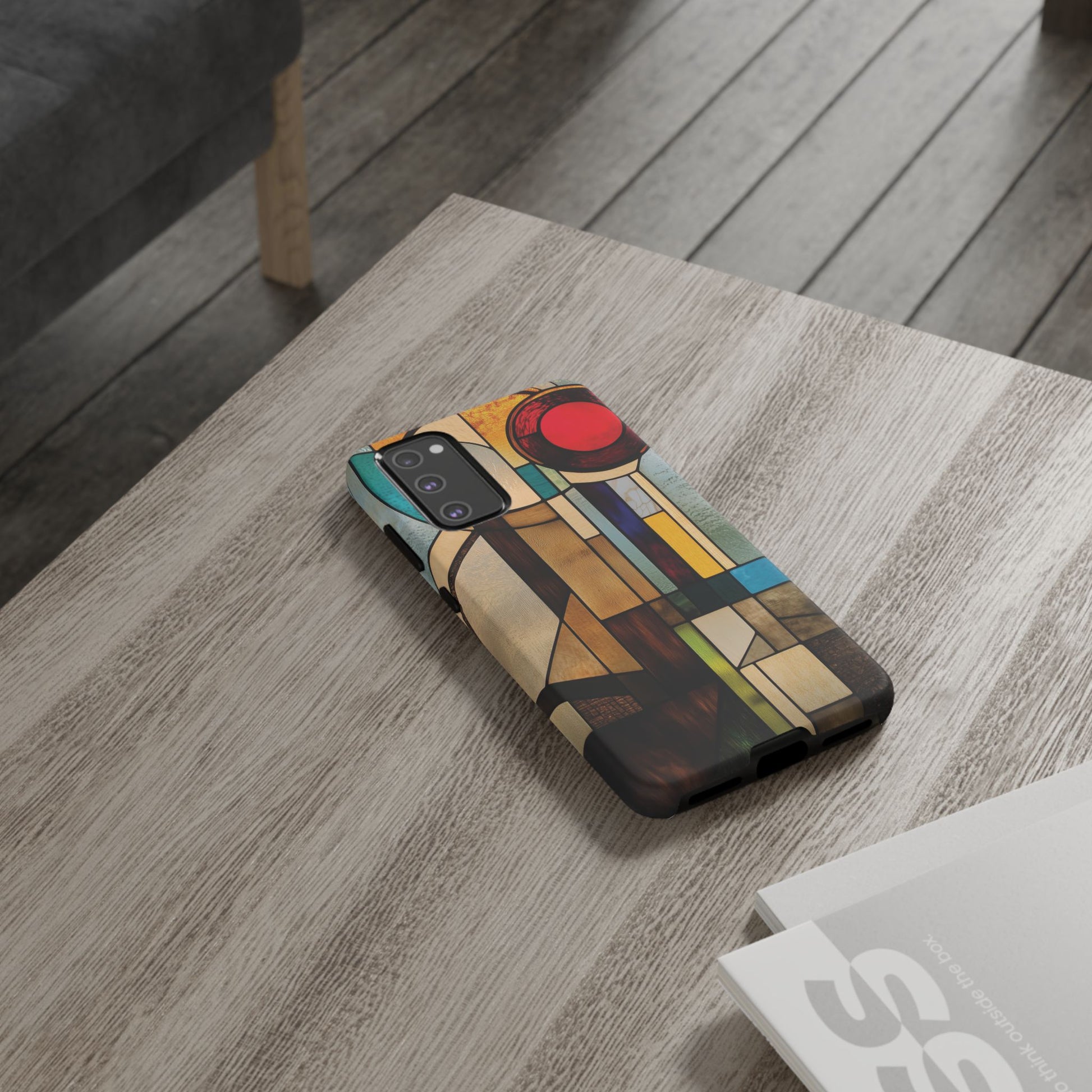 Stained Art Deco Glass Phone Case Frank Lloyd Wright Cottage Core Usonian Prairie Style Geometric Stylish  iPhone 14 15 16 Pro