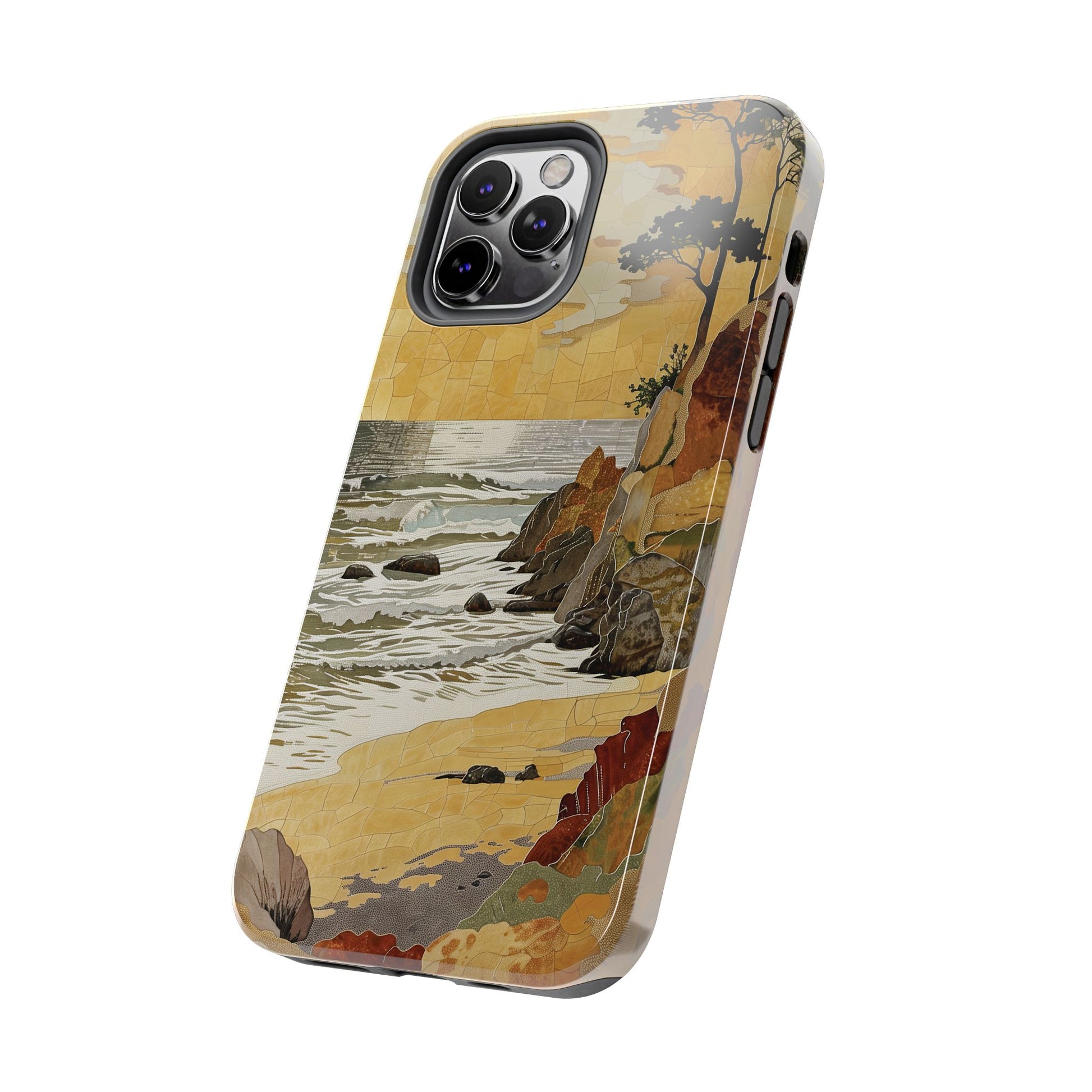 Retro Beach Scene Phone Case, Vintage Tropical Ocean iPhone Case, Summer Beach Phone Cover for iPhone, iphone 15 pro max