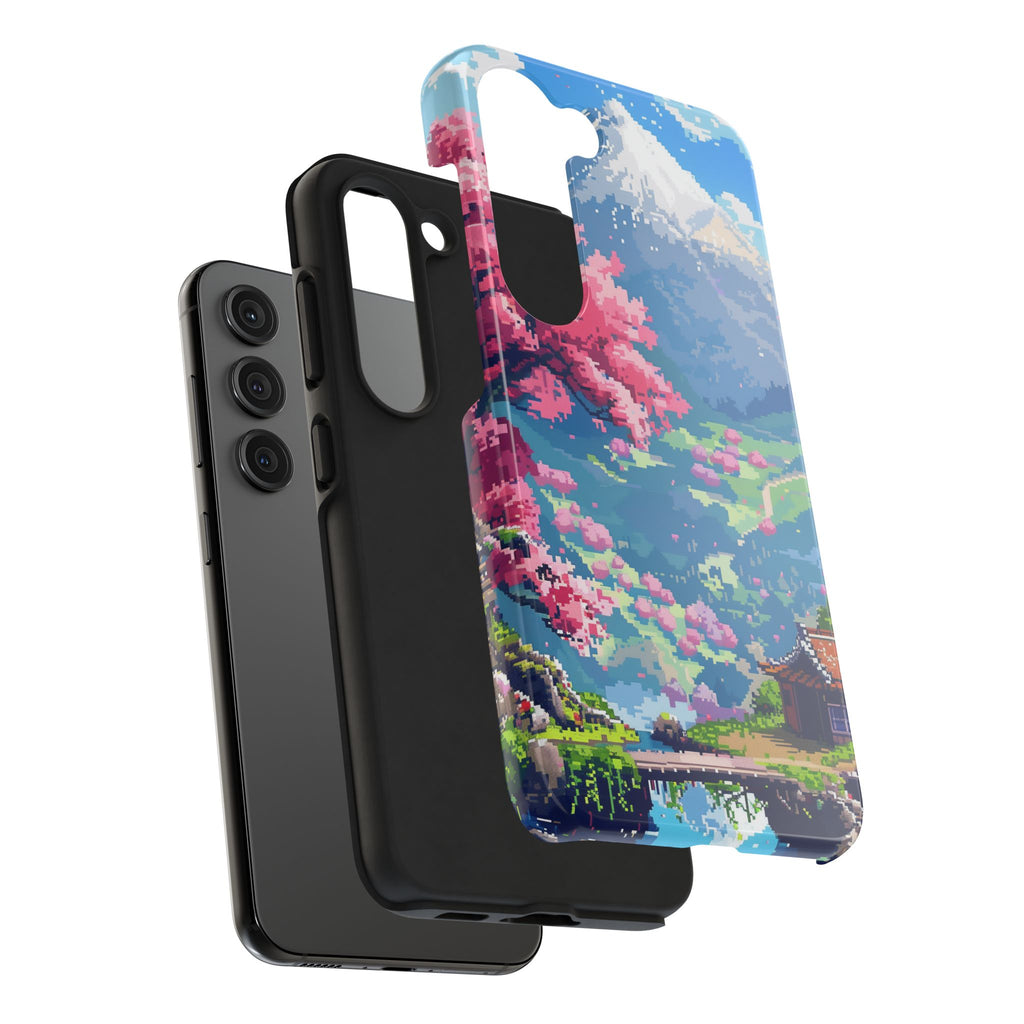 Pixel Art Video Game Landscapes Phone Case, Retro Gaming Pixelated Design, Geeky Gamer Phone Cover, Unique Video Game Art Accessories